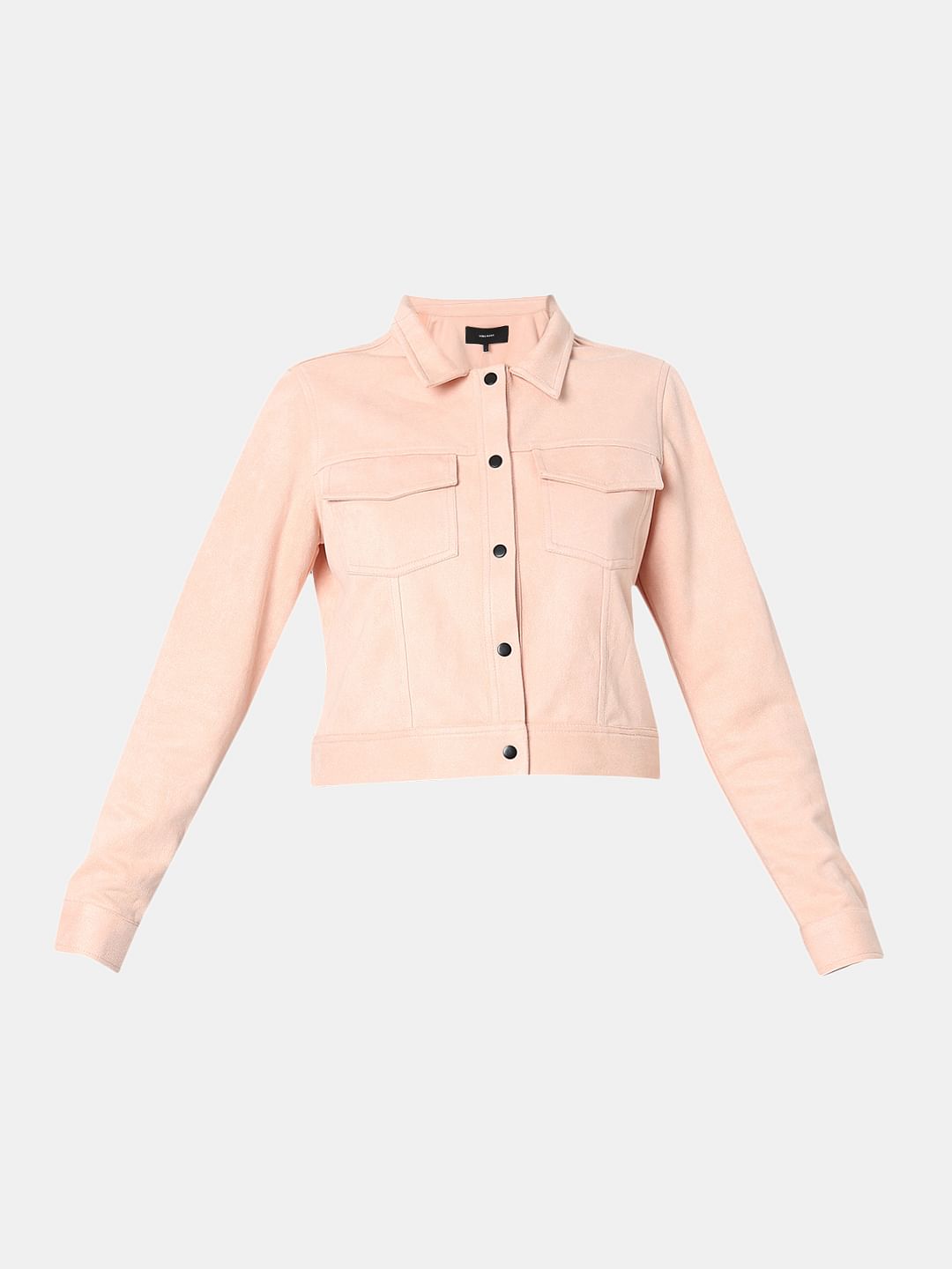 Peach Cropped Suede Jacket