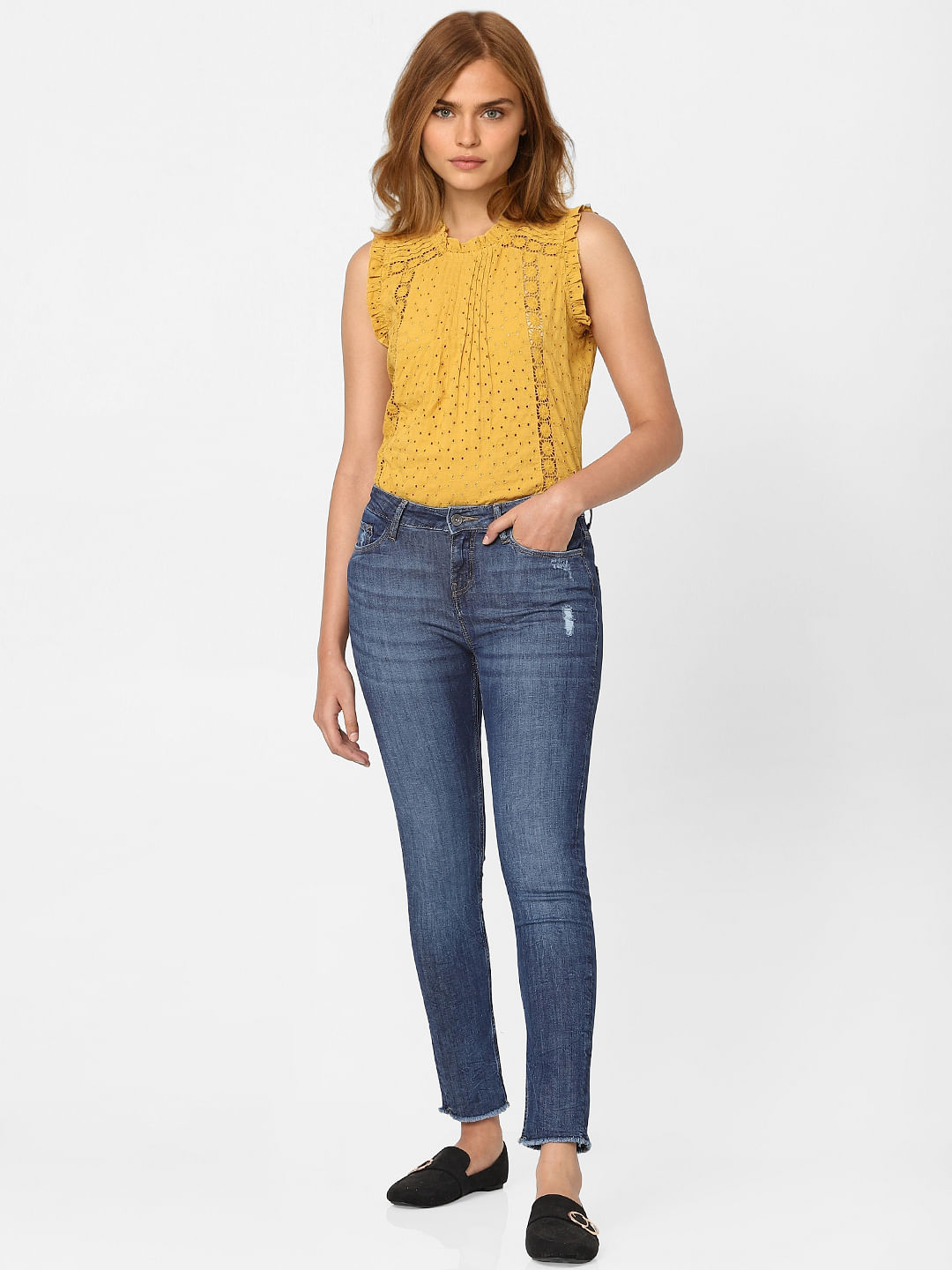 Blue Mid Rise Skinny Jeans