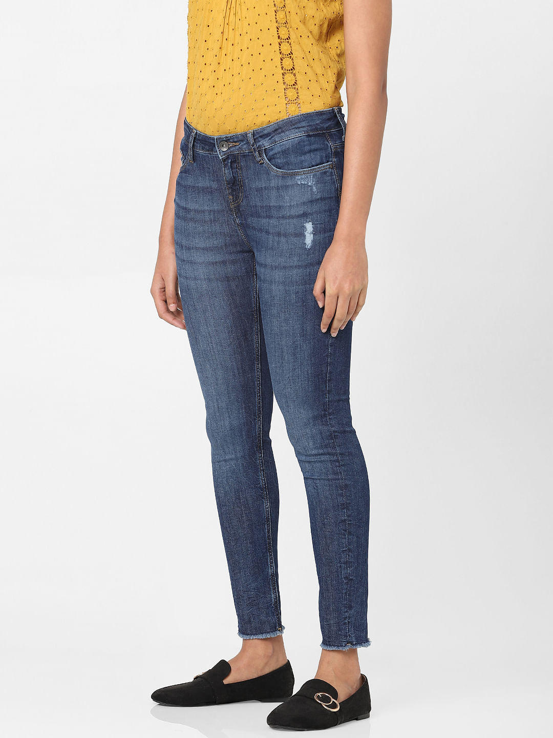 Blue Mid Rise Skinny Jeans