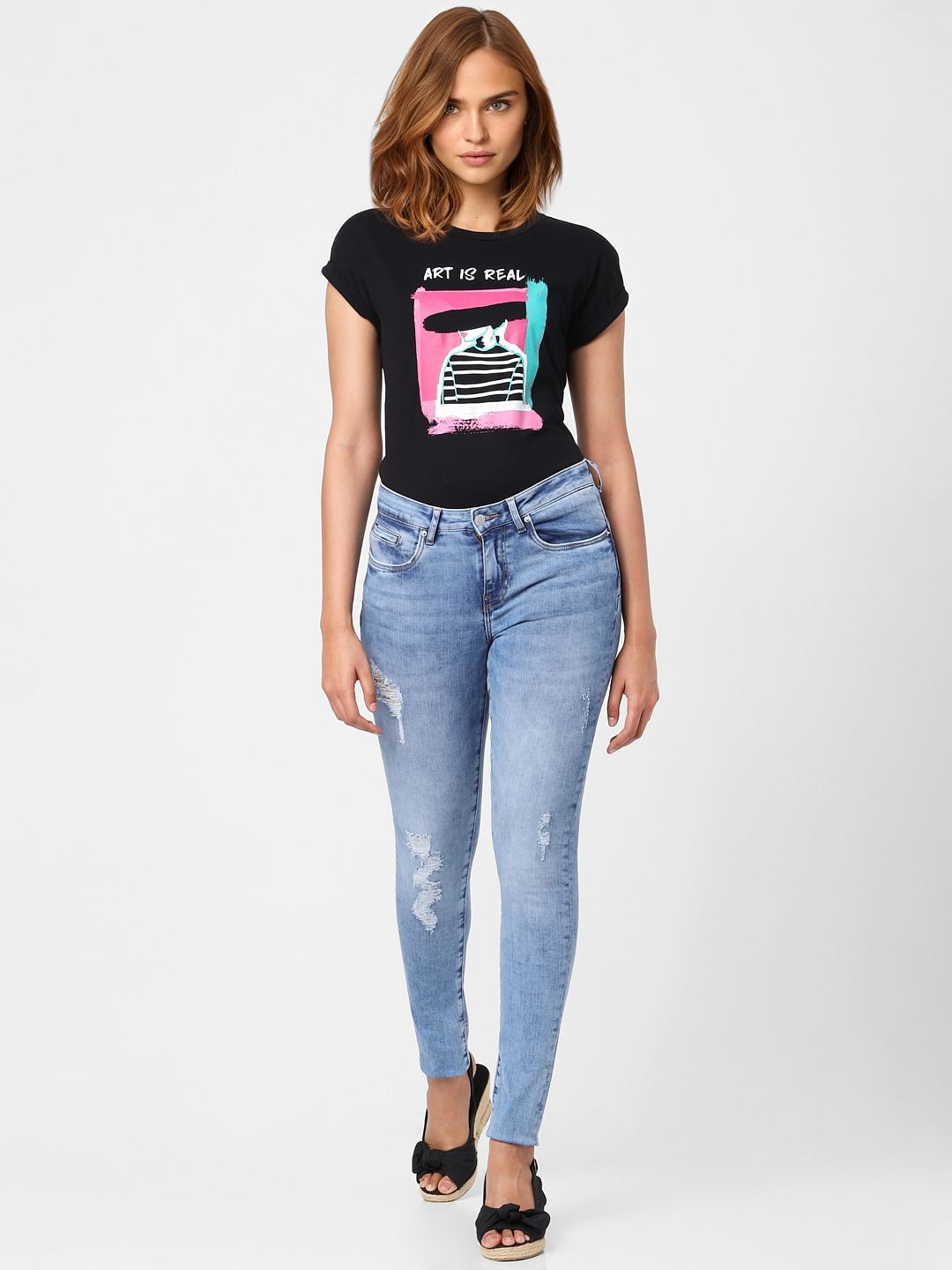 Light Blue Distressed Pushup Wendy Skinny Jeans