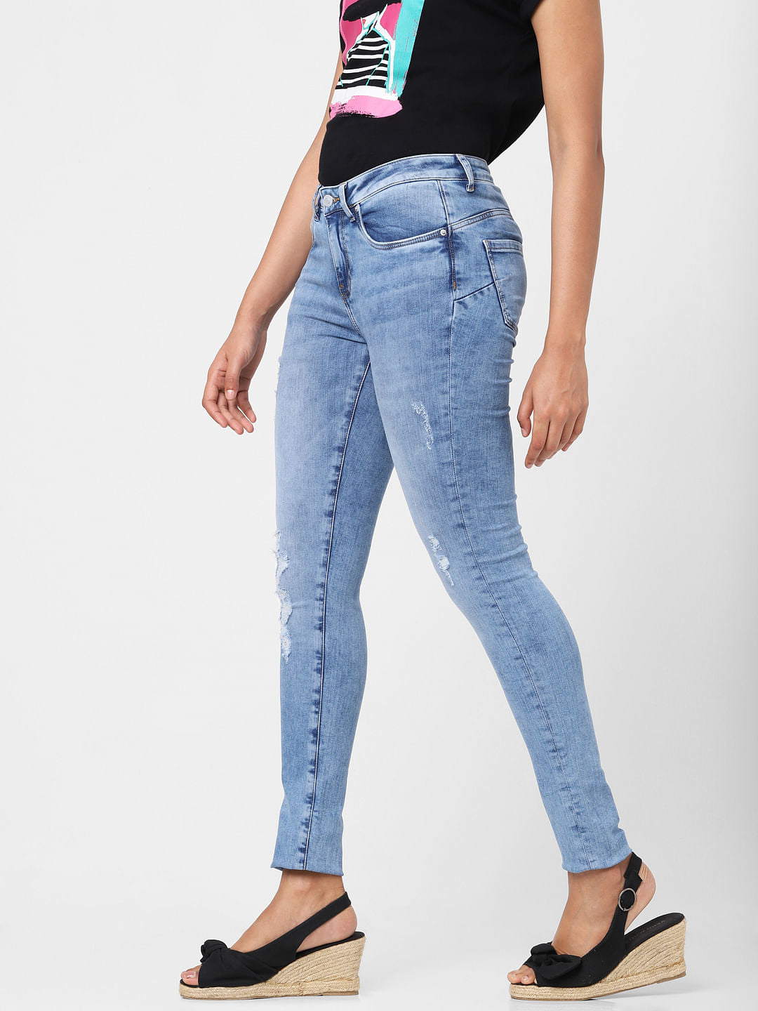 Light Blue Distressed Pushup Wendy Skinny Jeans