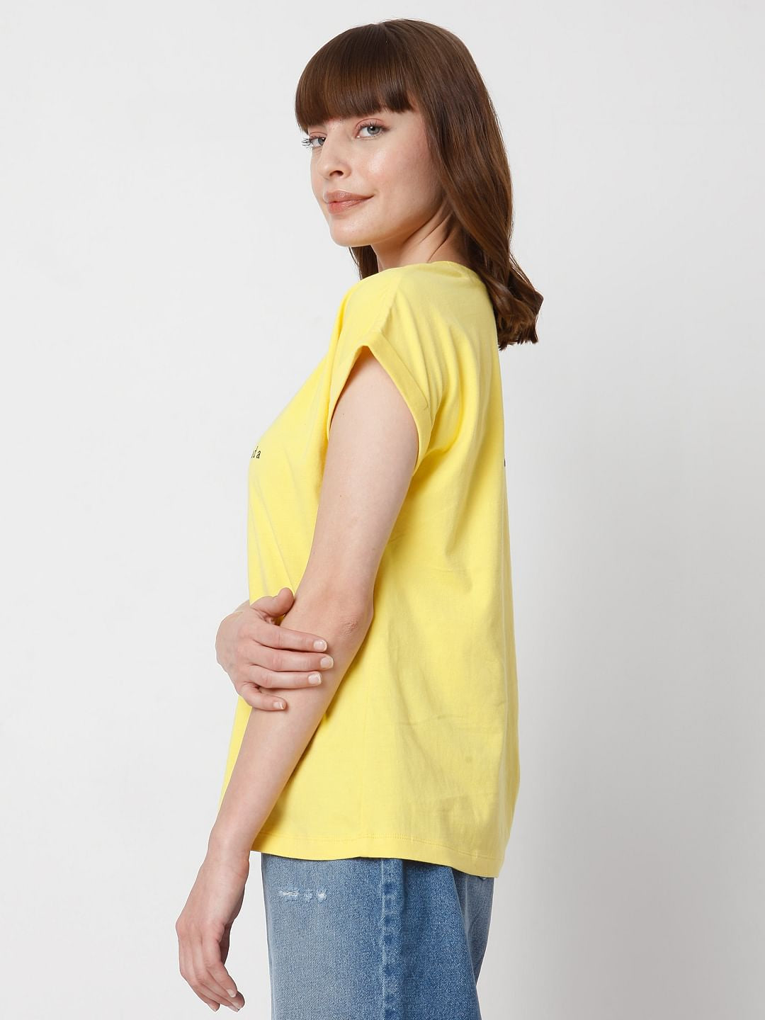 Yellow Slogan Print T-Shirt