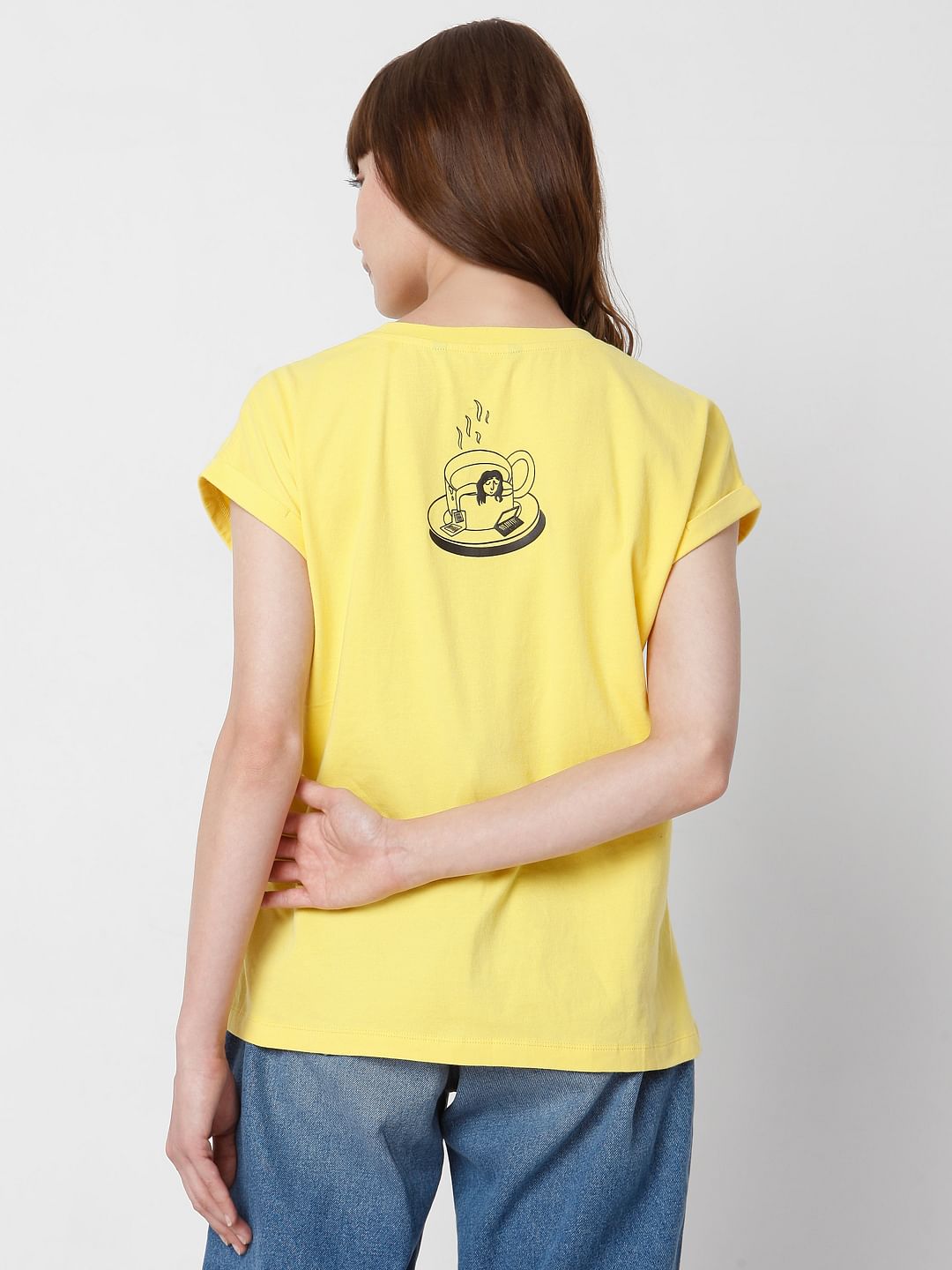Yellow Slogan Print T-Shirt