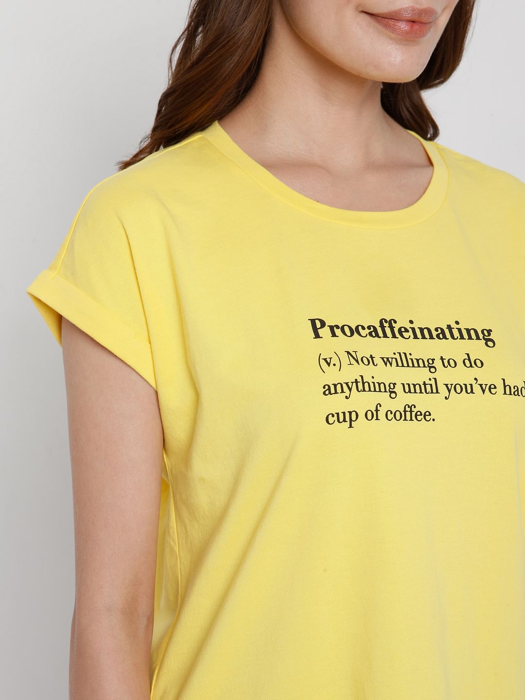 Yellow Slogan Print T-Shirt