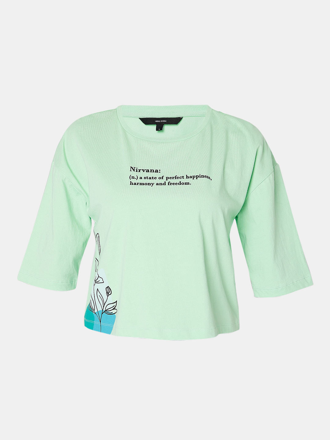 Green Text Print T-Shirt