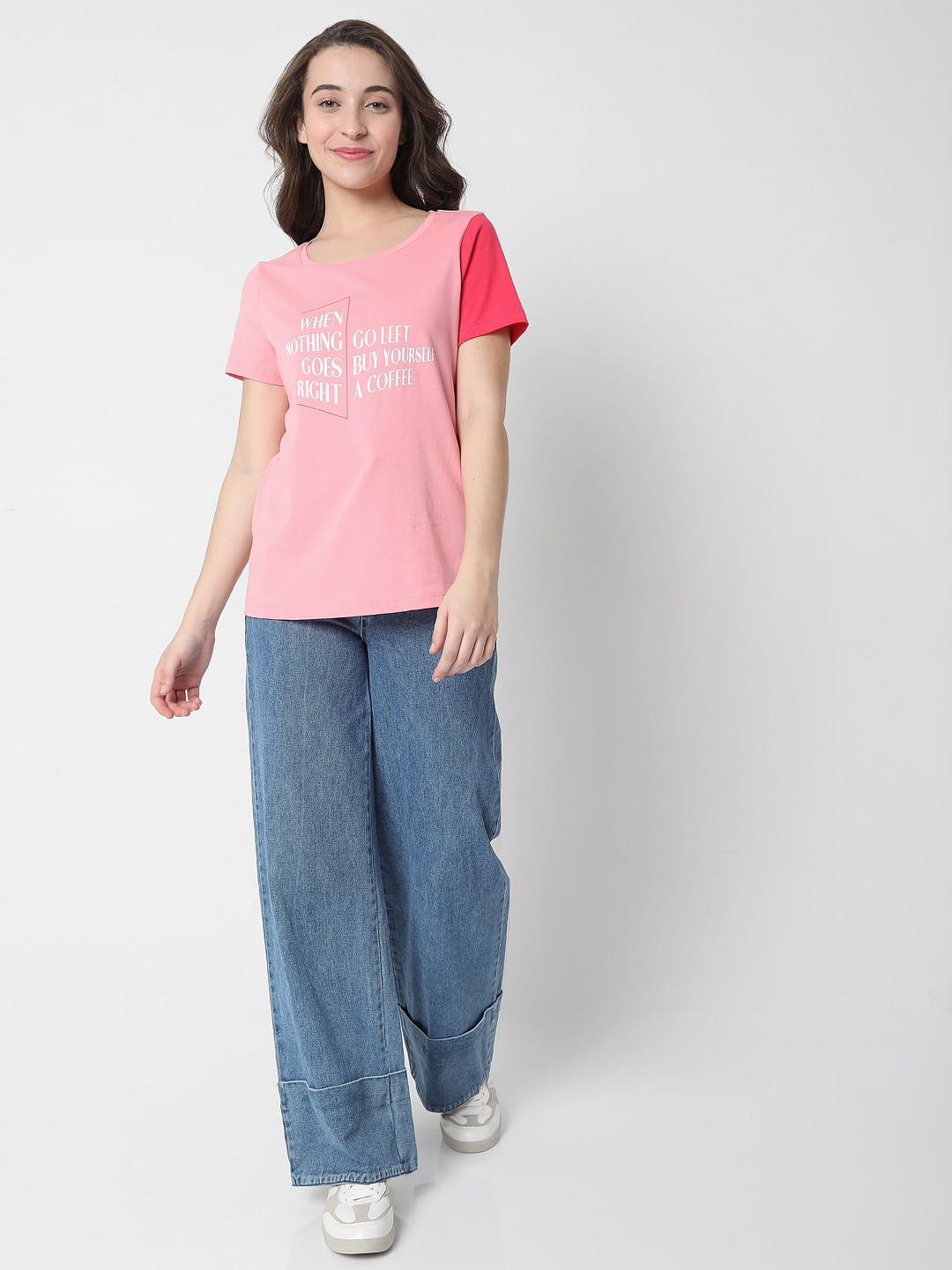 Pink Colourblocked T-Shirt