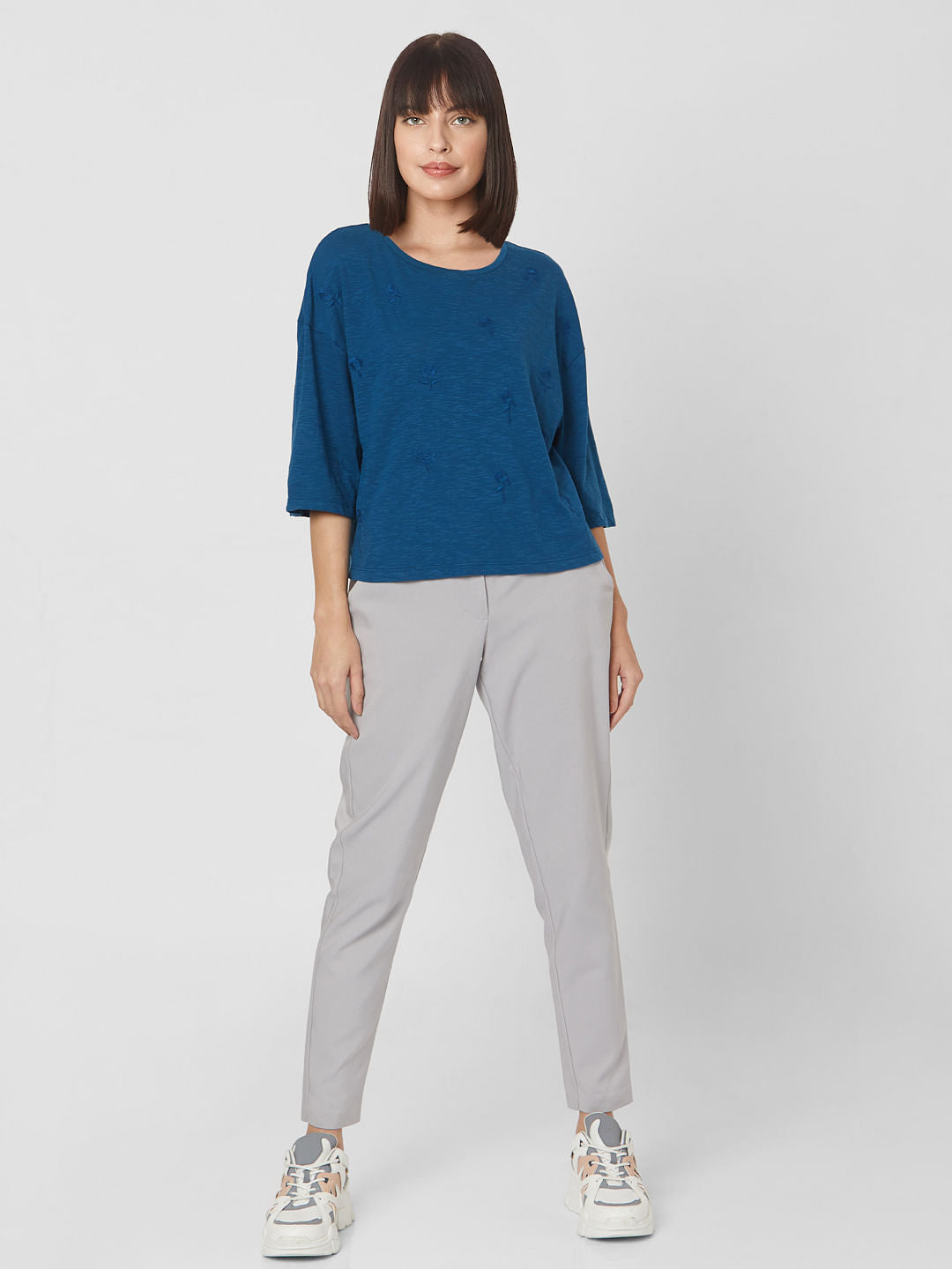 Blue Embroidered Top