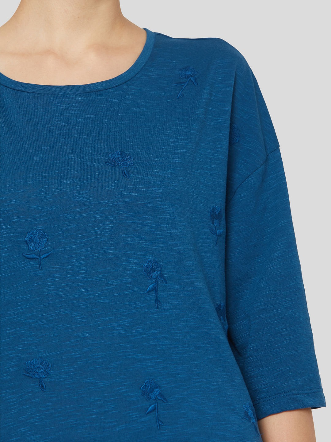 Blue Embroidered Top