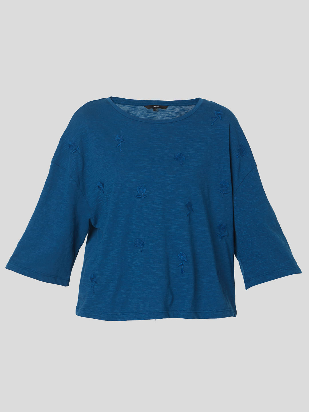 Blue Embroidered Top