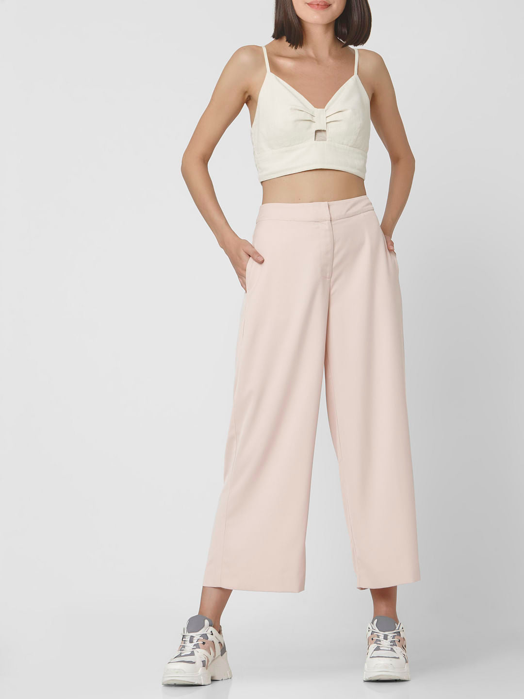 Soft Pink Mid Rise Culottes