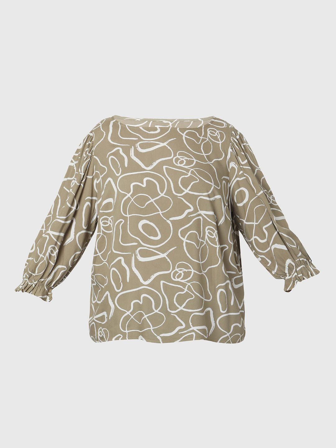 Curve Green Abstract Print Top
