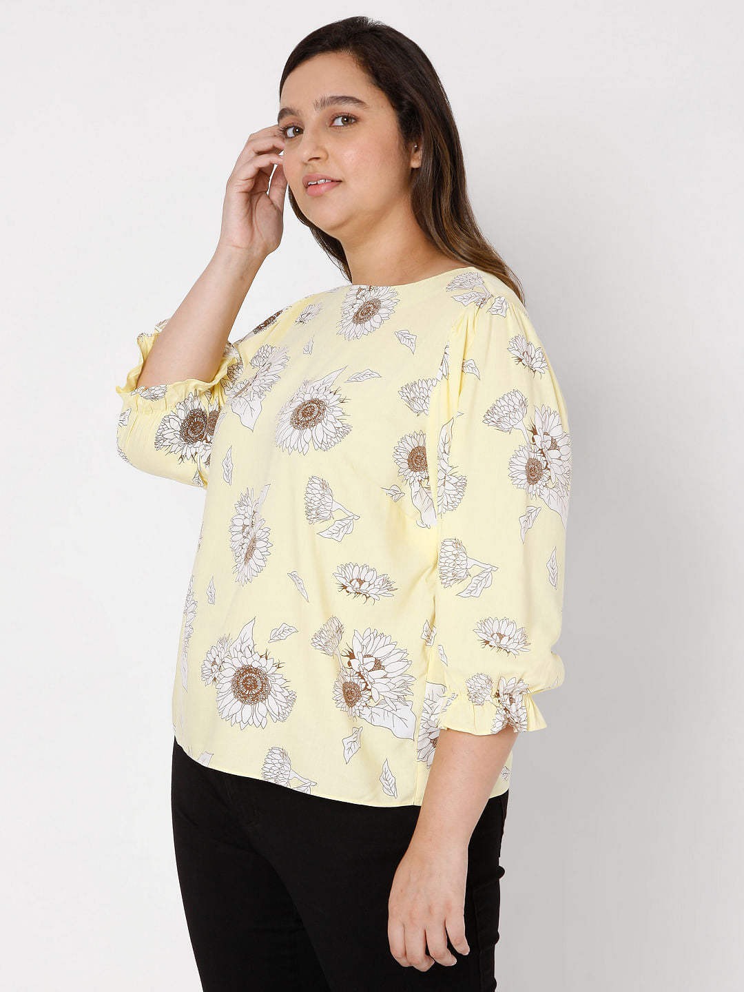 Curve Yellow Floral Top