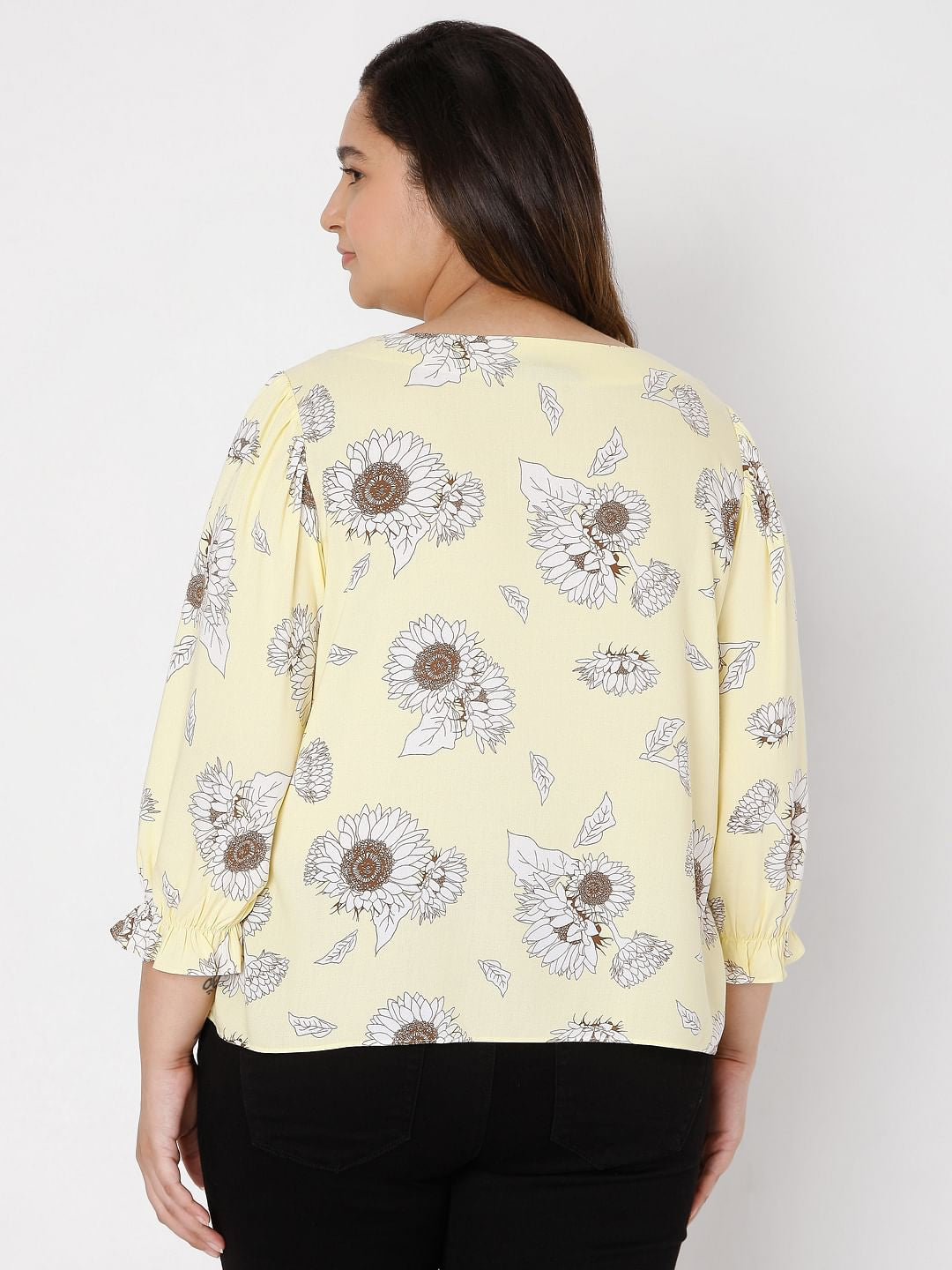 Curve Yellow Floral Top