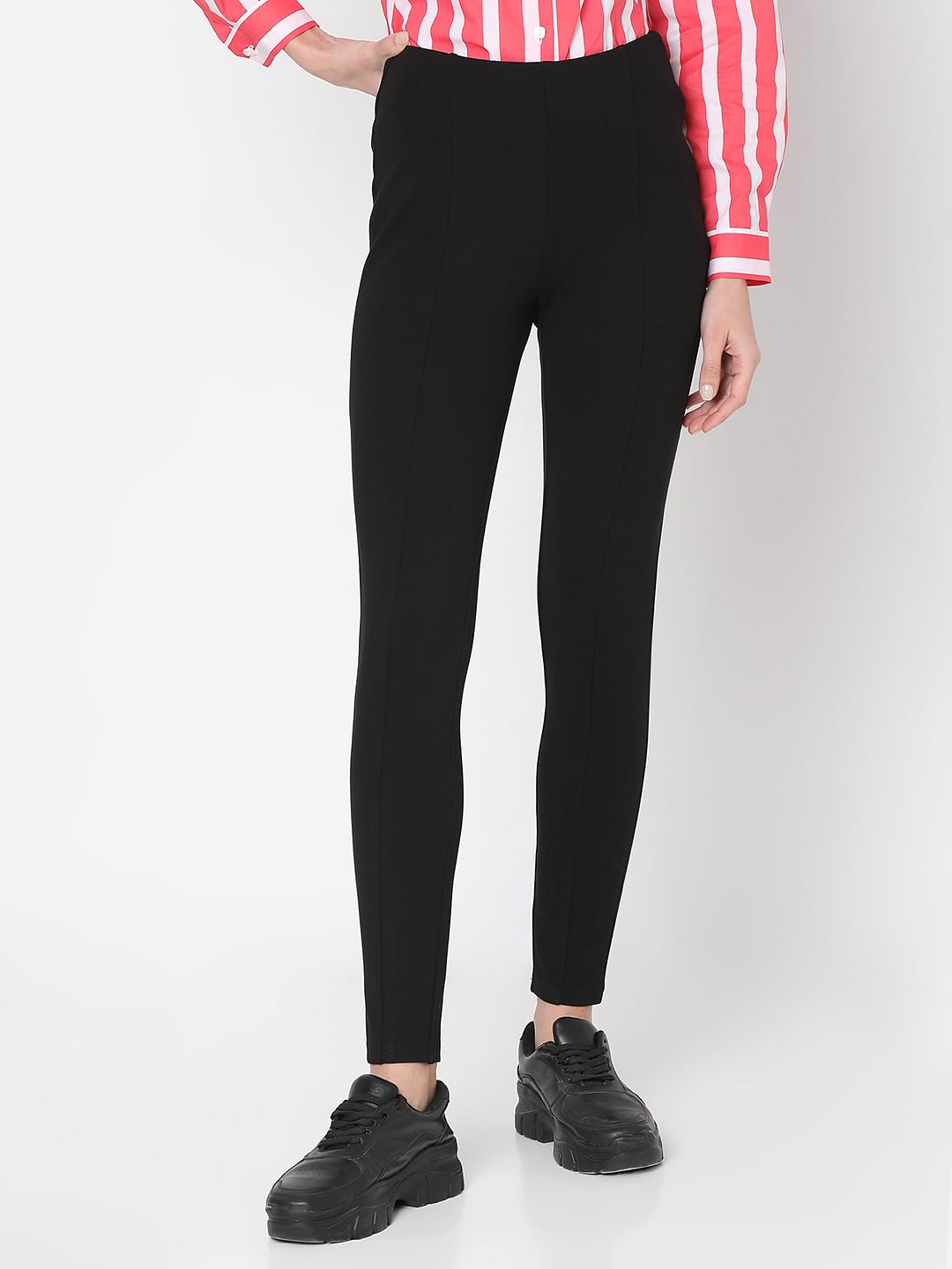 Black High Rise Side-Zip Jeggings