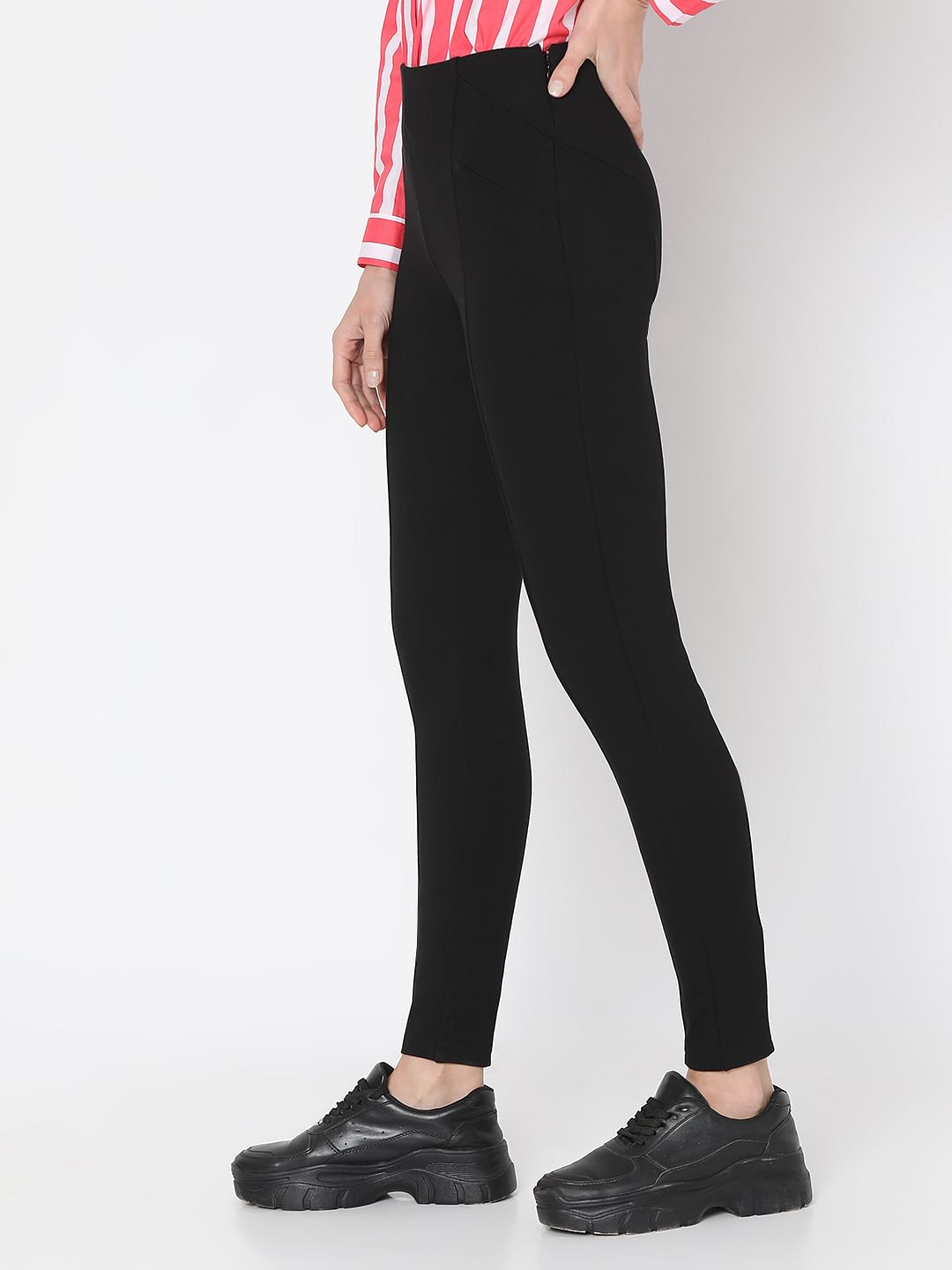Black High Rise Side-Zip Jeggings