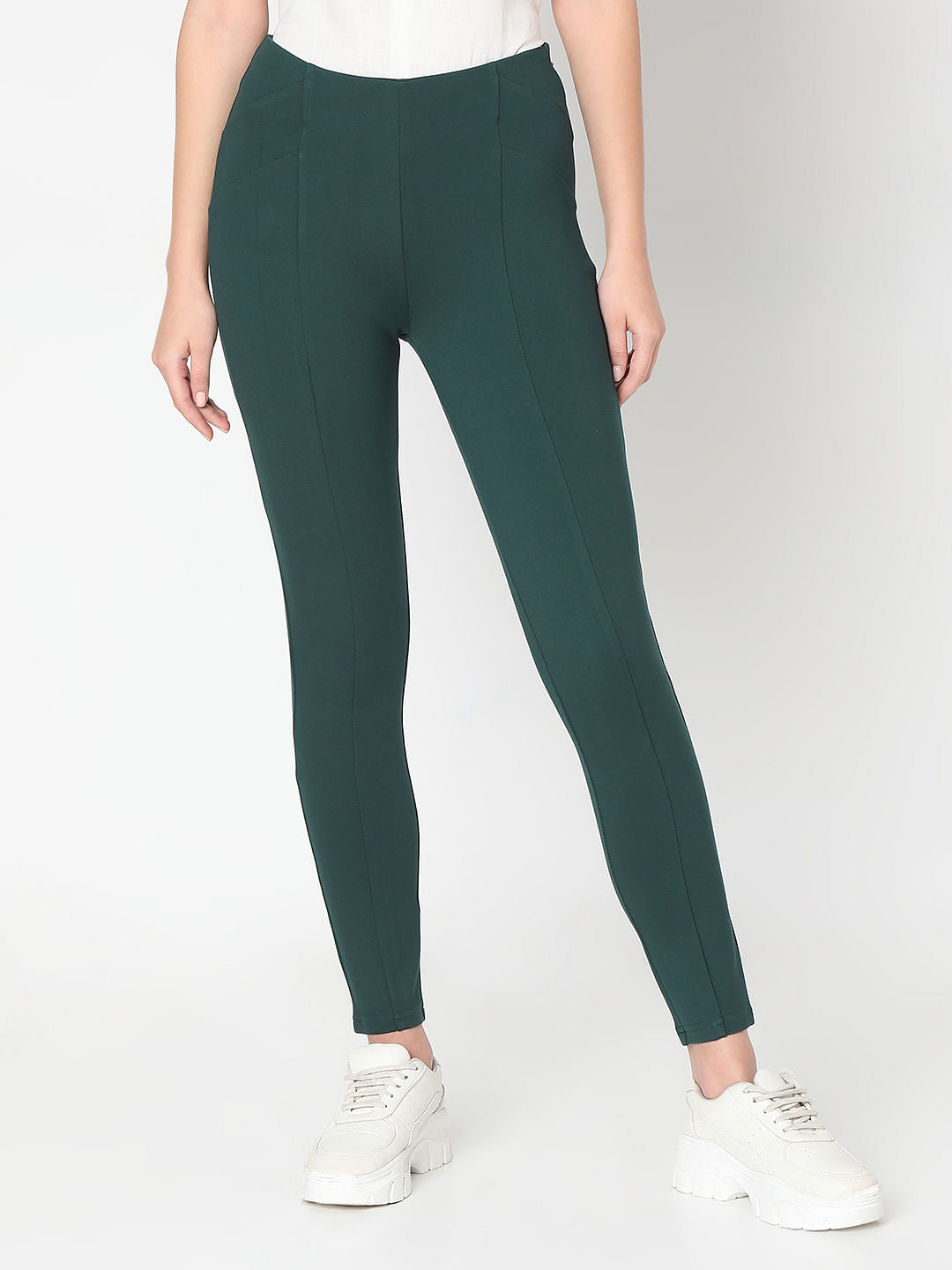 Green High Rise Jeggings
