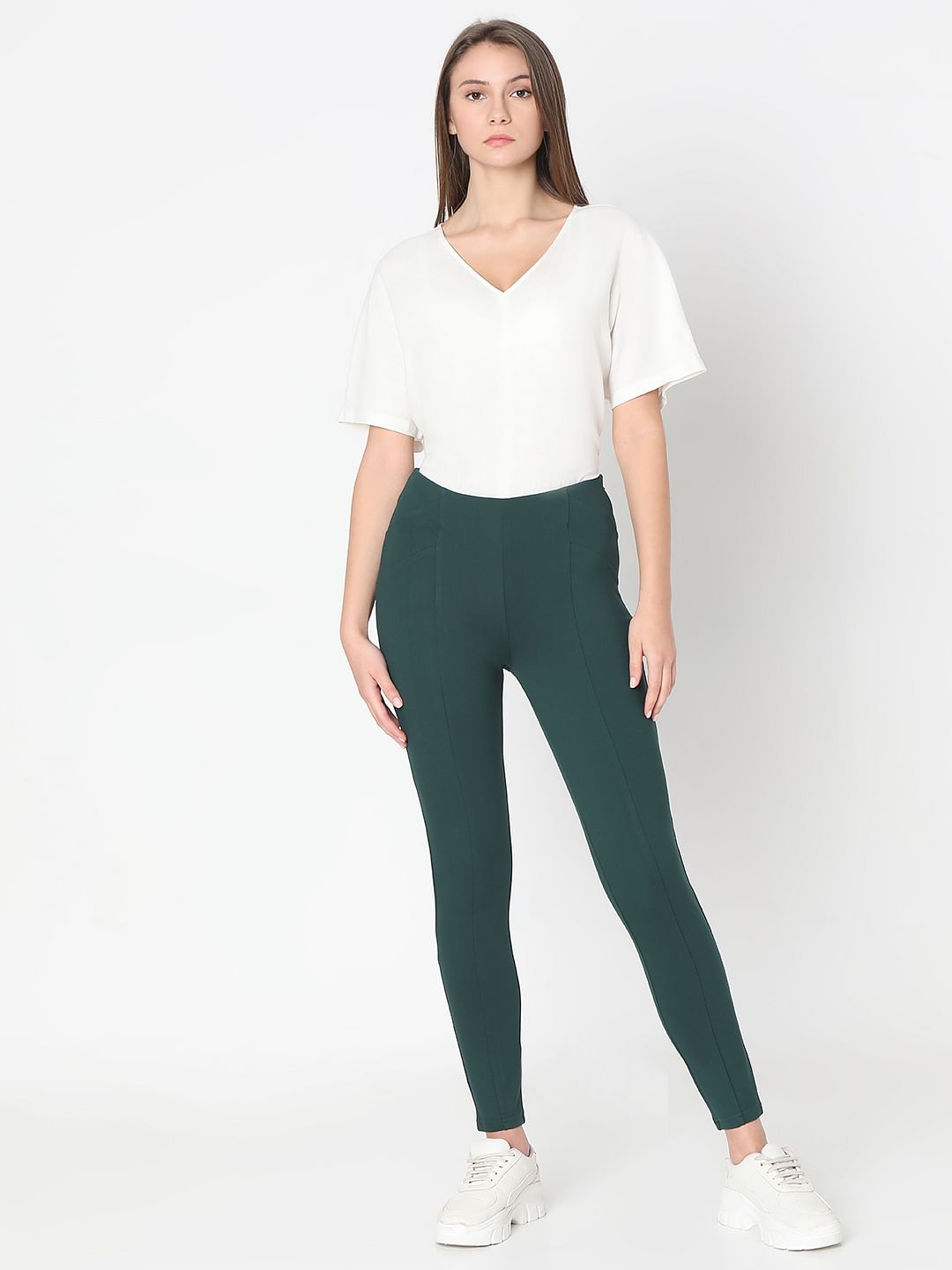 Green High Rise Jeggings