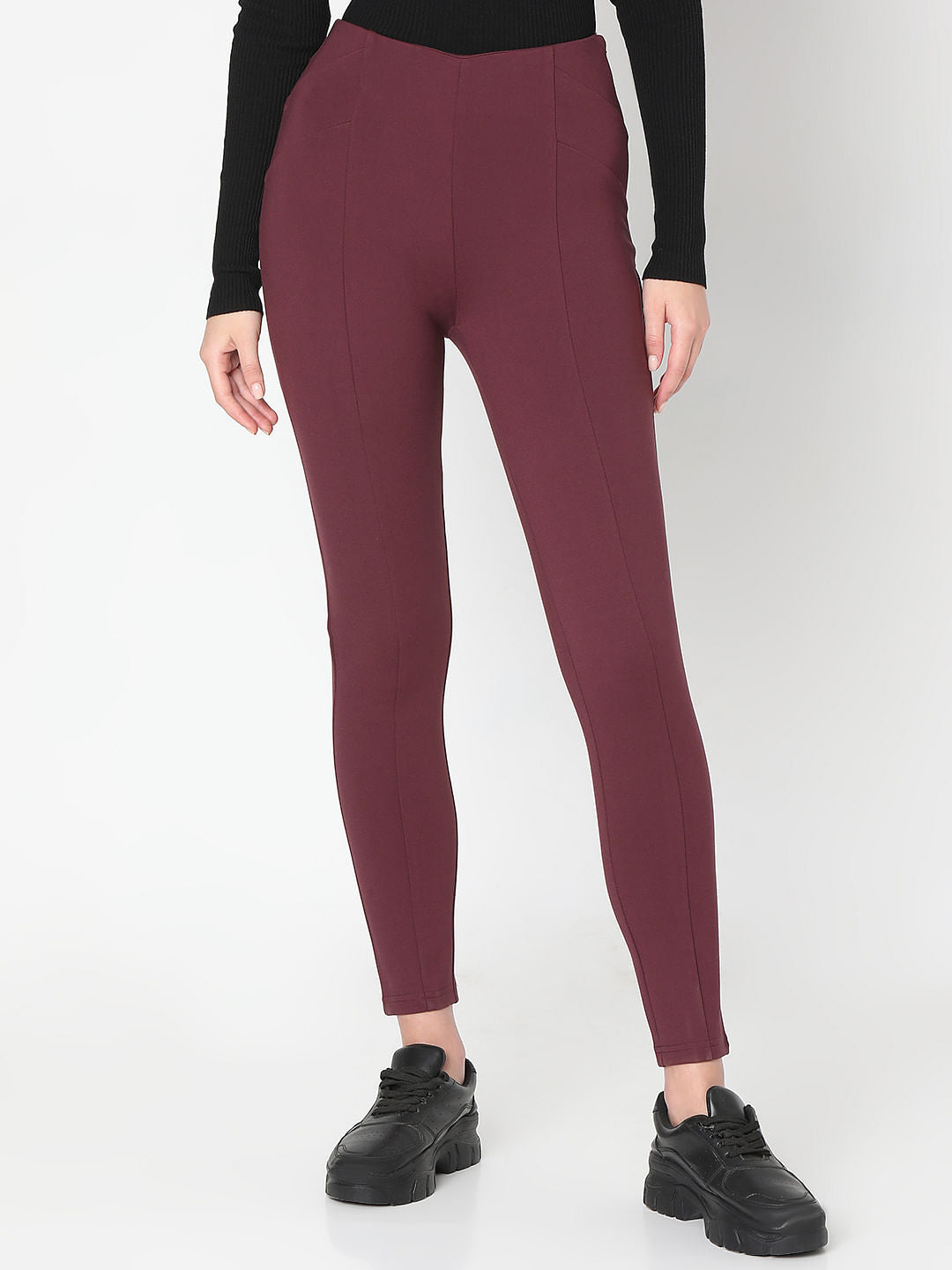 Wine High Rise Jeggings