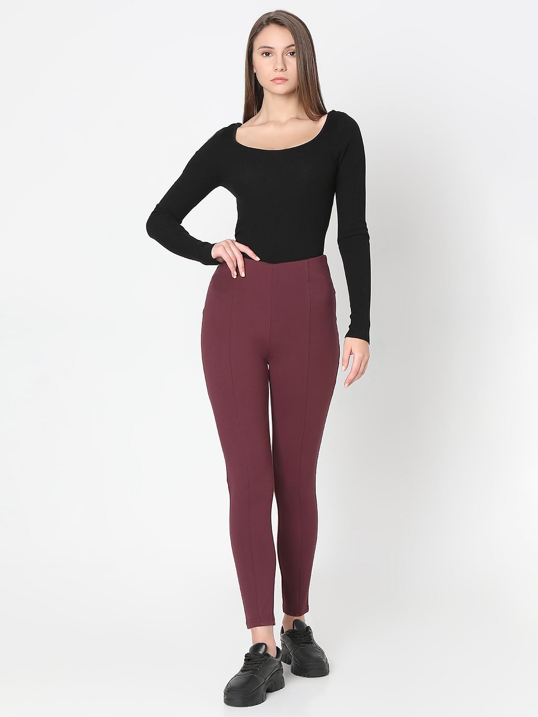 Wine High Rise Jeggings