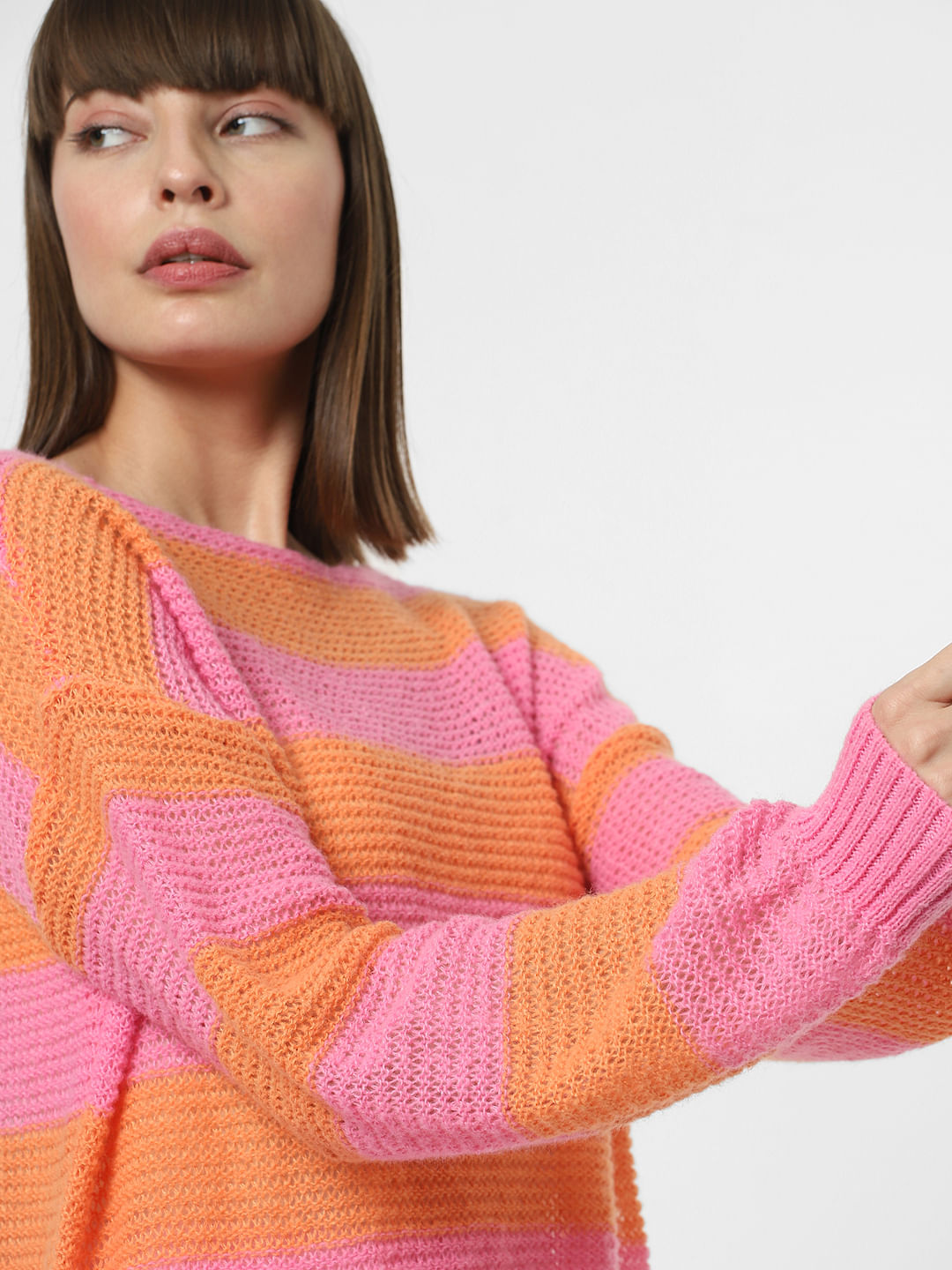 Pink Striped Boatneck Pullover