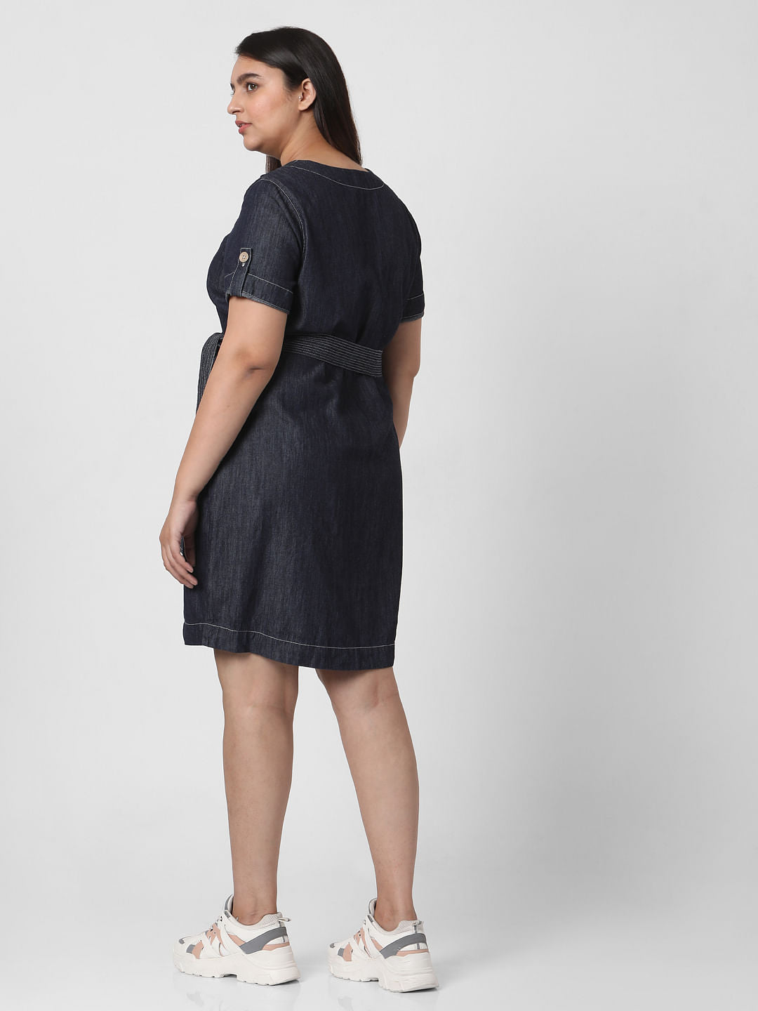 Curve Blue Denim Shift Dress