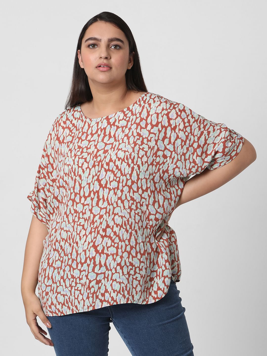 Curve Brown Animal Print Top