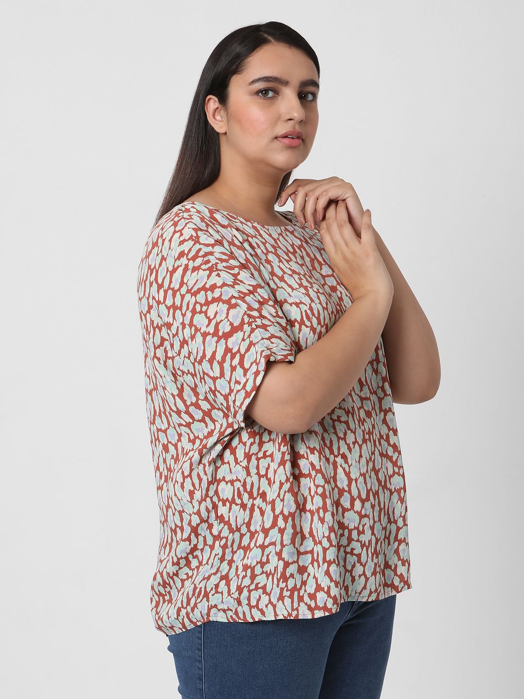 Curve Brown Animal Print Top