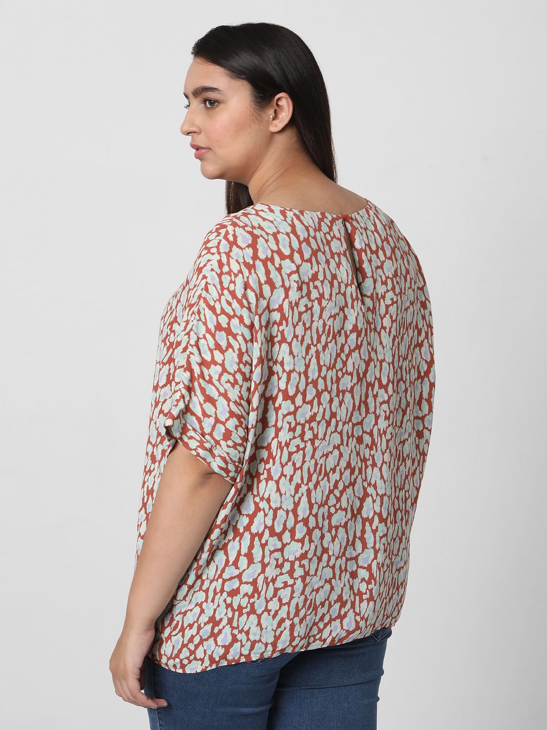 Curve Brown Animal Print Top