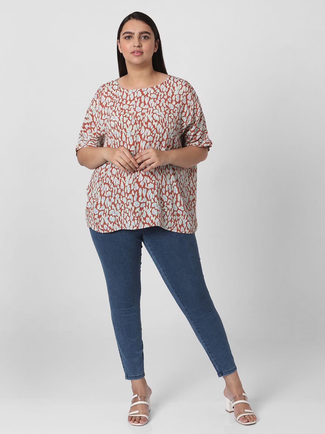 Curve Brown Animal Print Top