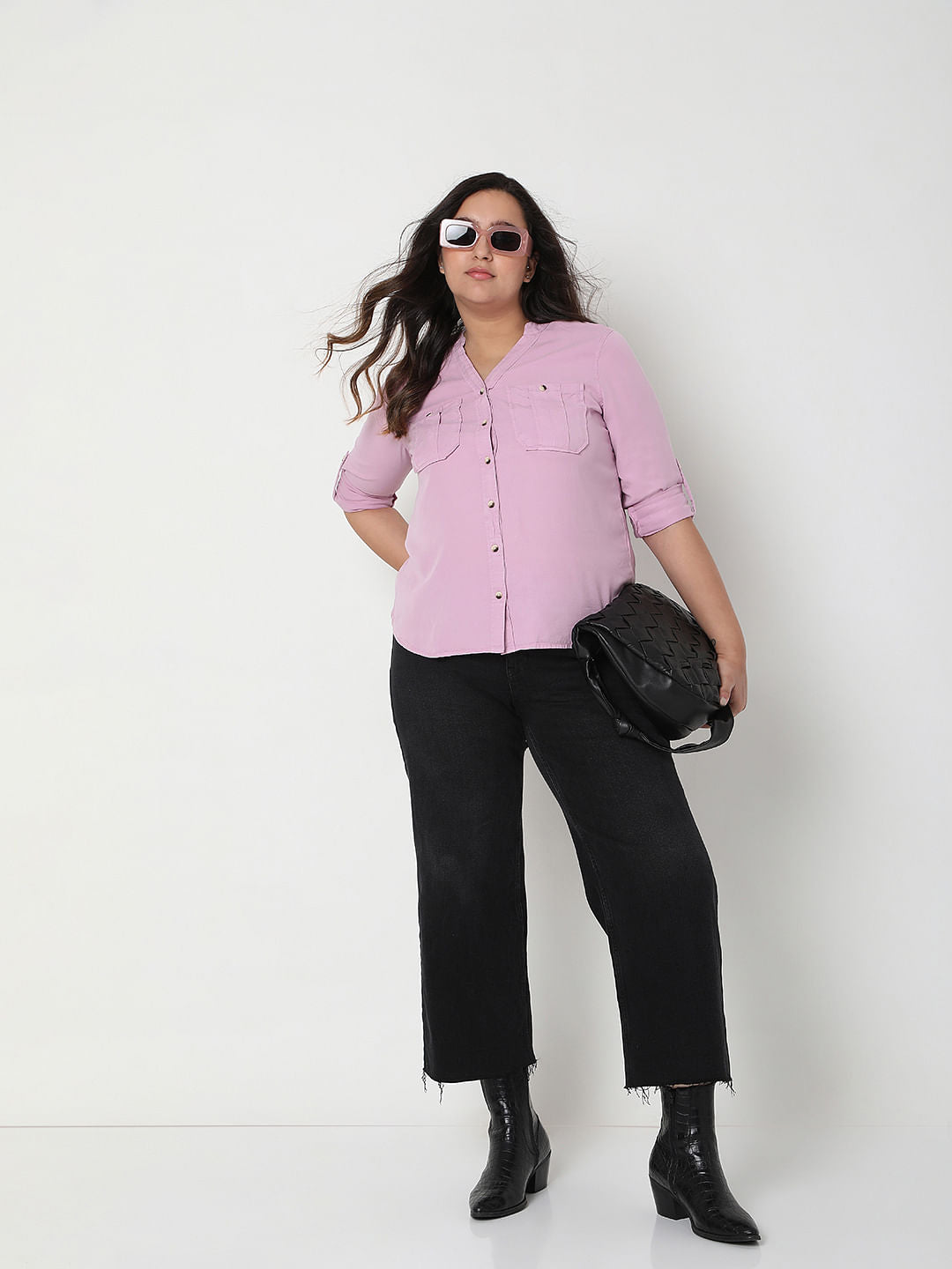 Curve Lavender V-Neck Shirt