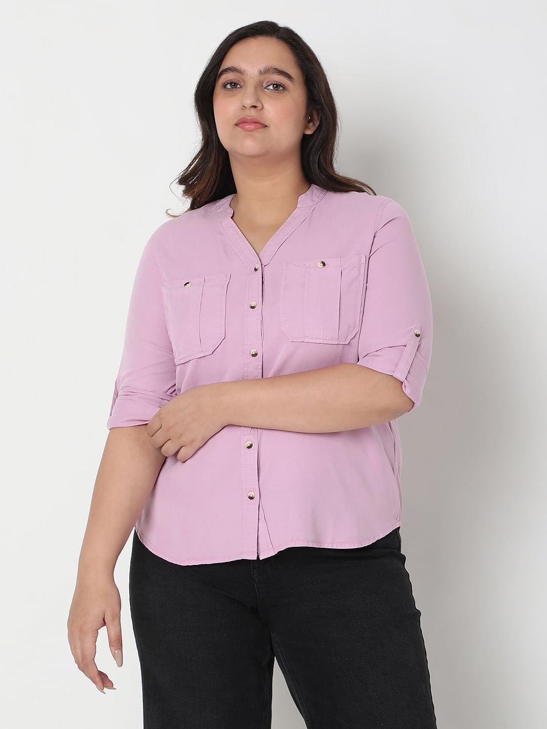 Curve Lavender V-Neck Shirt