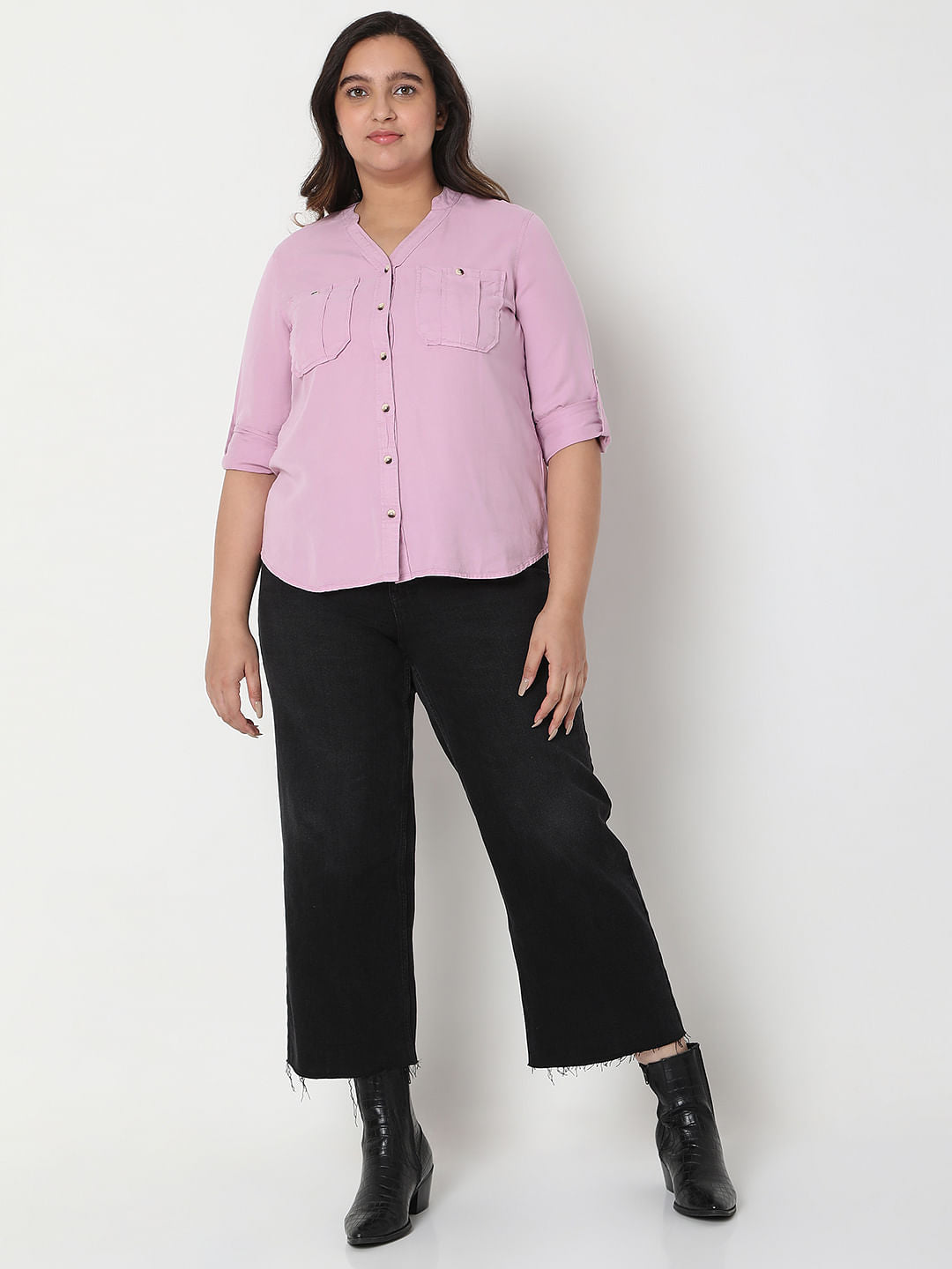 Curve Lavender V-Neck Shirt