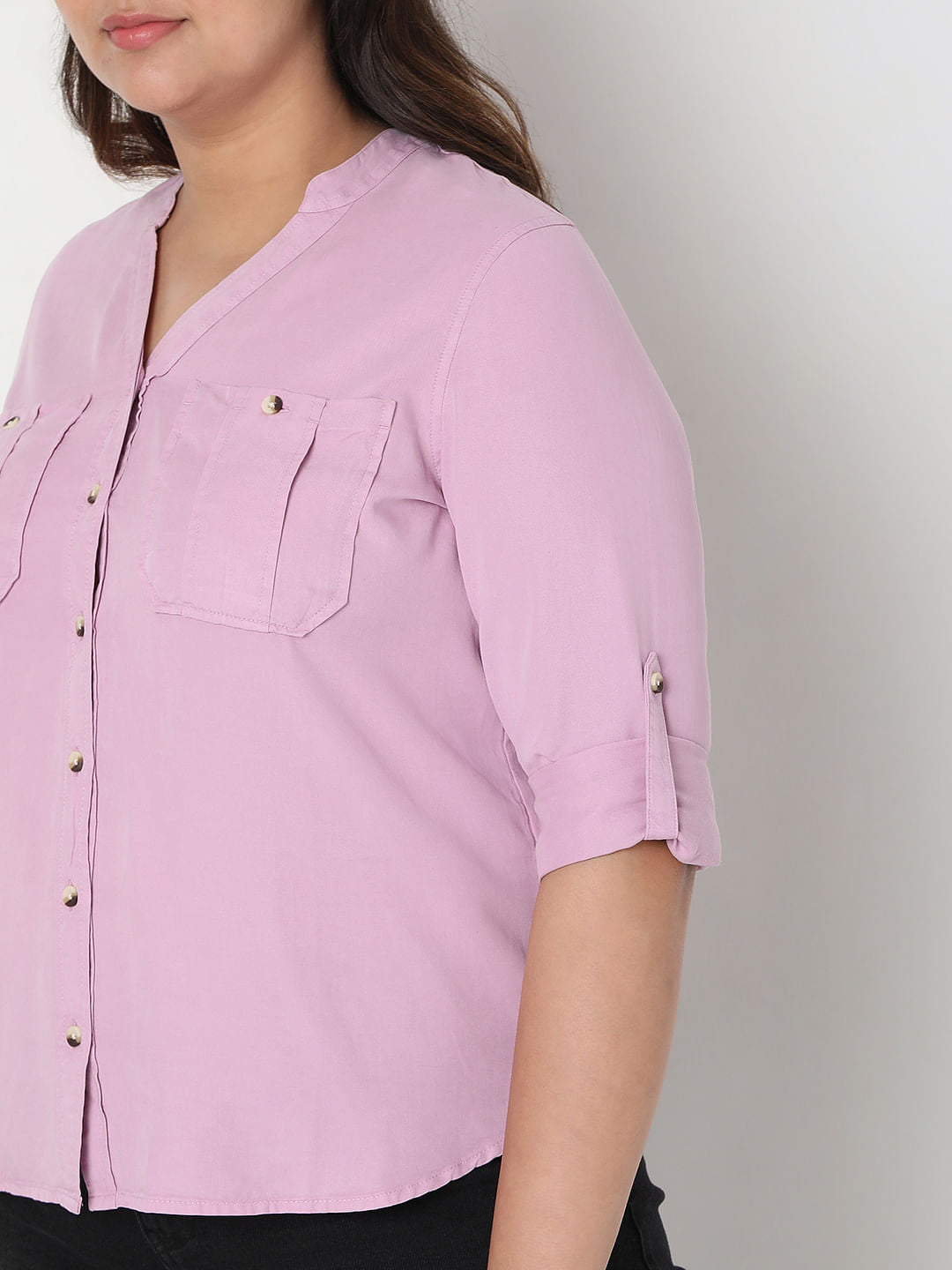 Curve Lavender V-Neck Shirt