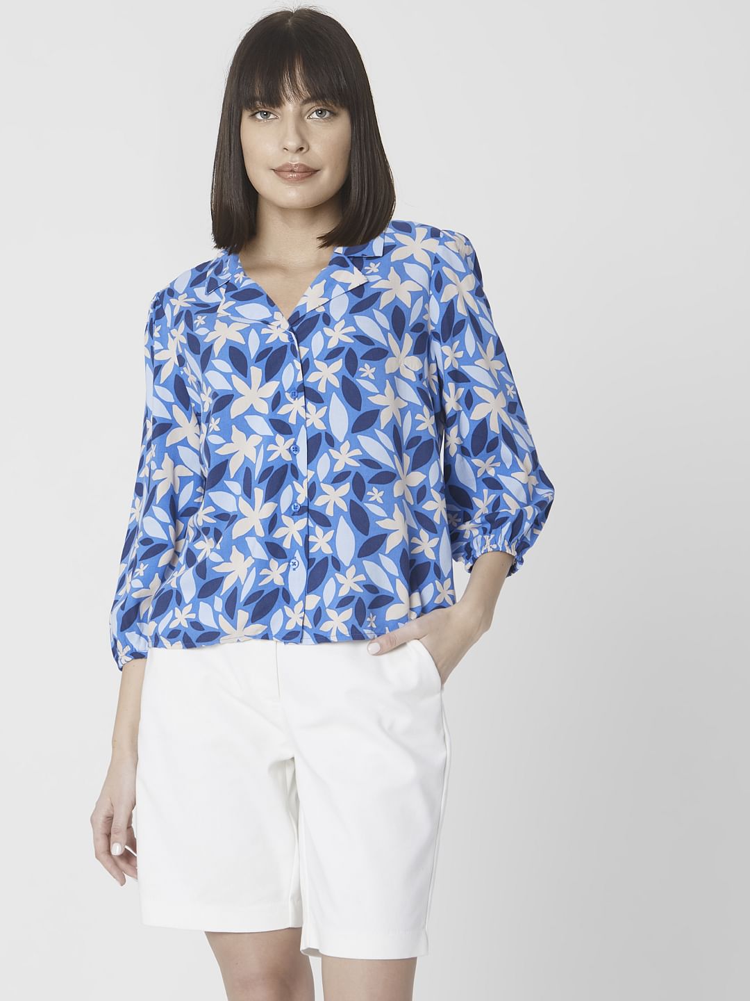 Blue All Over Floral Print Shirt