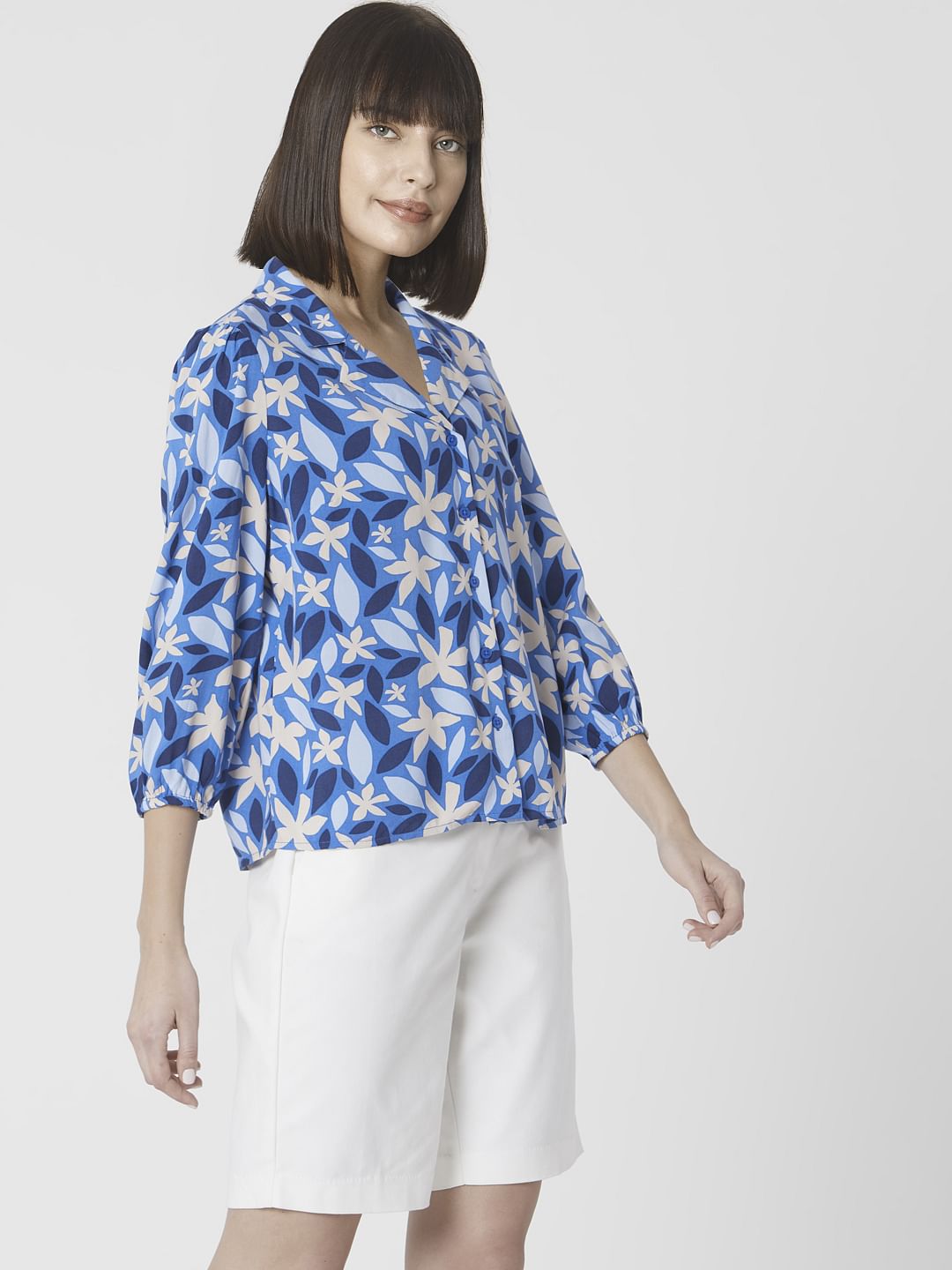 Blue All Over Floral Print Shirt