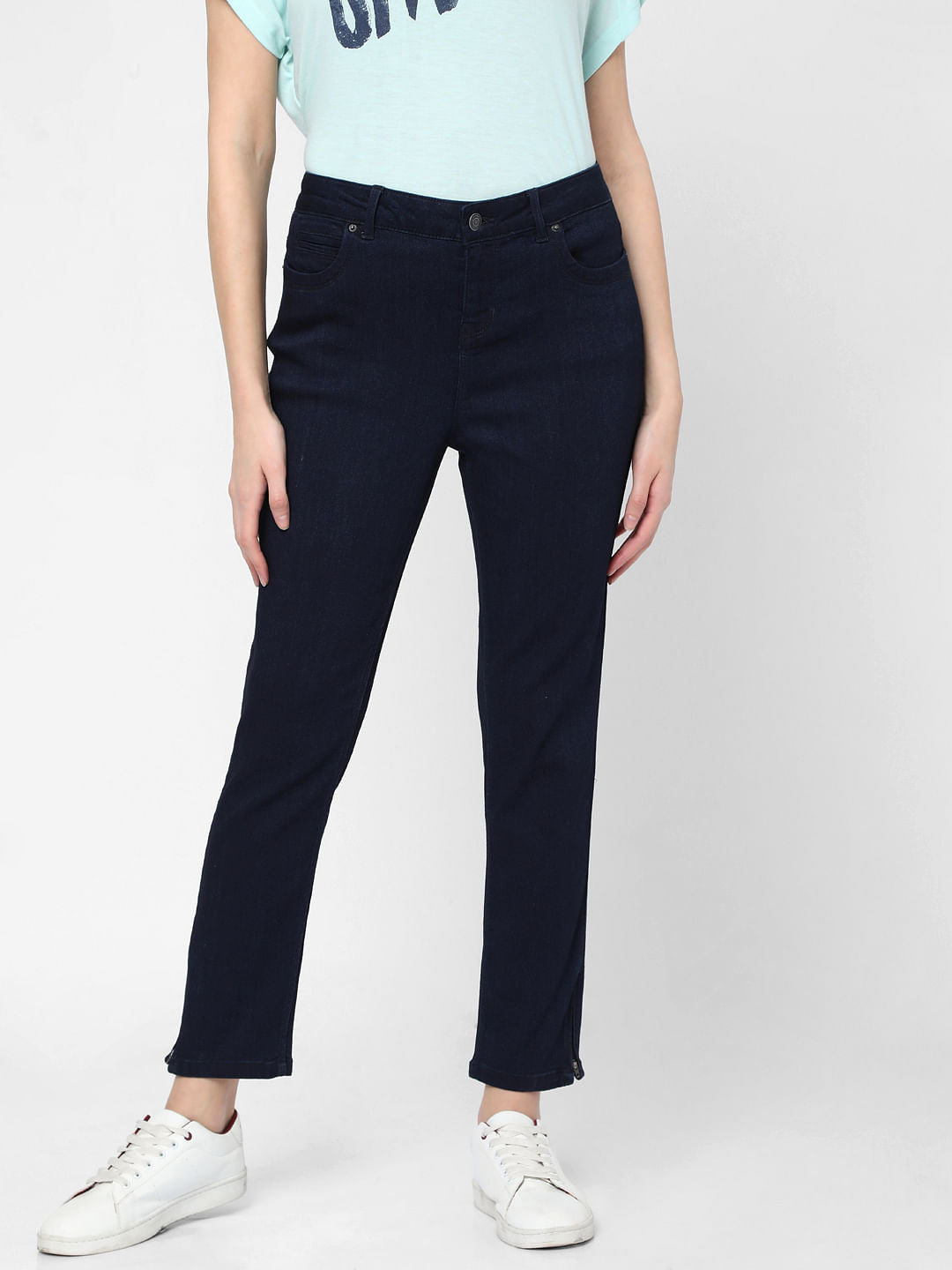 Dark Blue Mid Rise Skinny Jeans