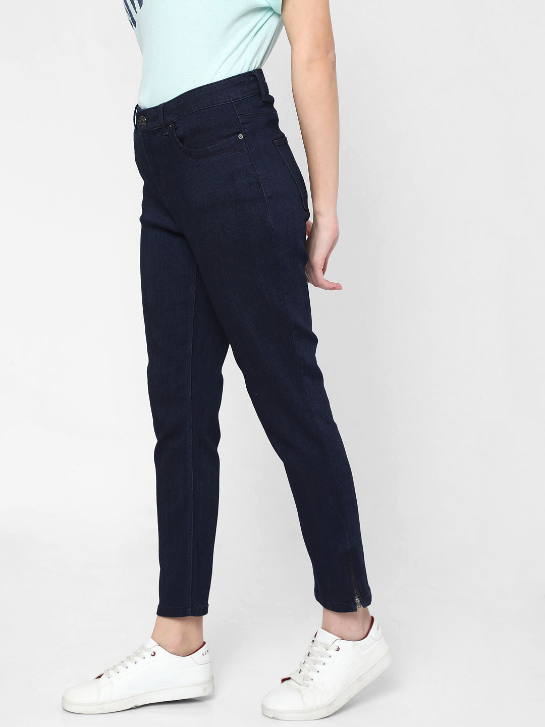 Dark Blue Mid Rise Skinny Jeans