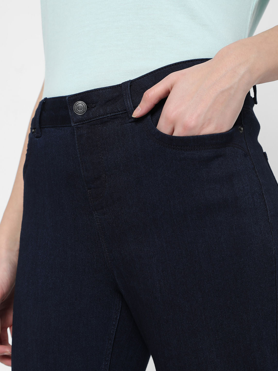 Dark Blue Mid Rise Skinny Jeans