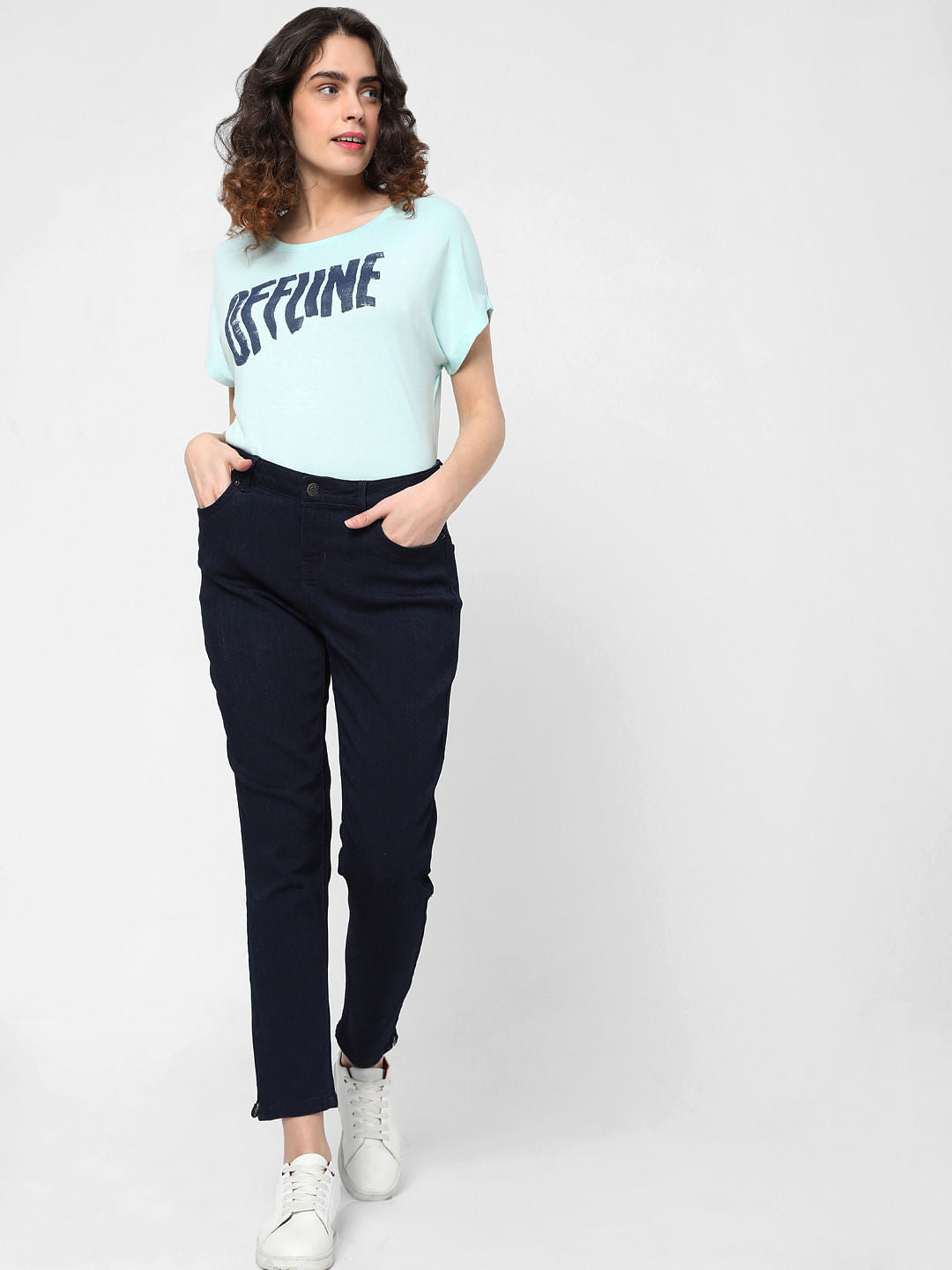 Dark Blue Mid Rise Skinny Jeans