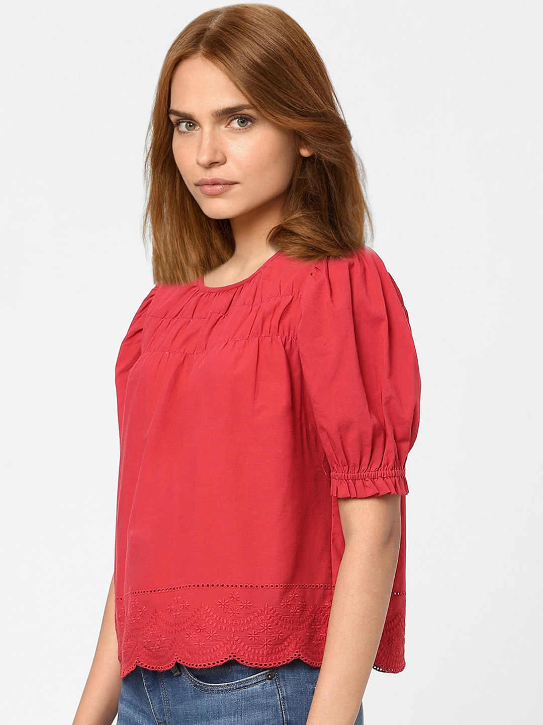 Red Embroidered Top