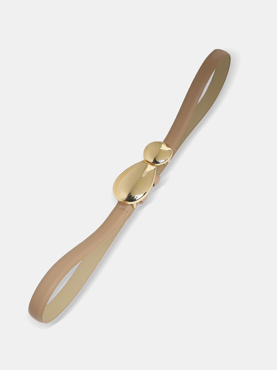 Beige Snap Buckle Dress Belt