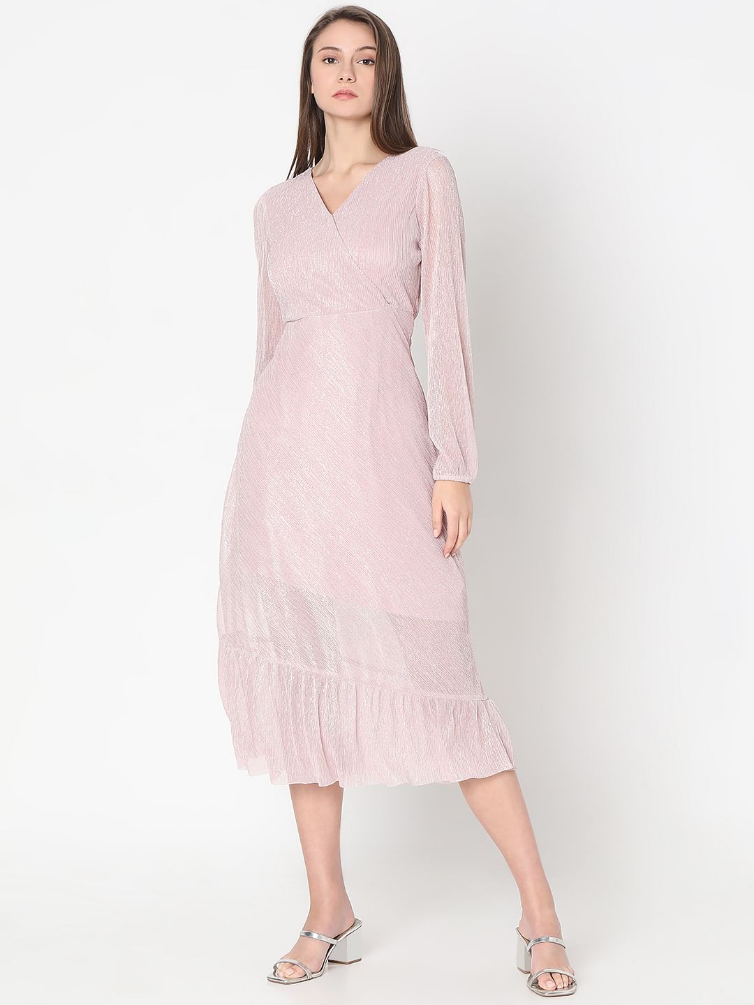 Light Pink Shimmer Midi Dress