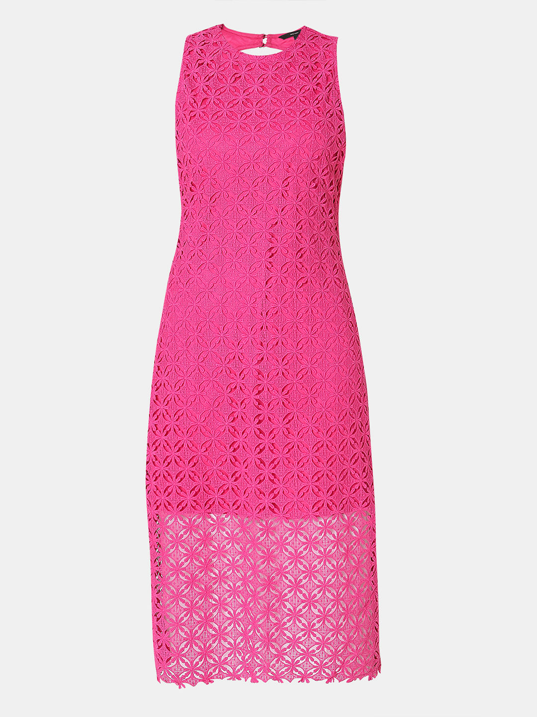 Pink Lace Midi Dress