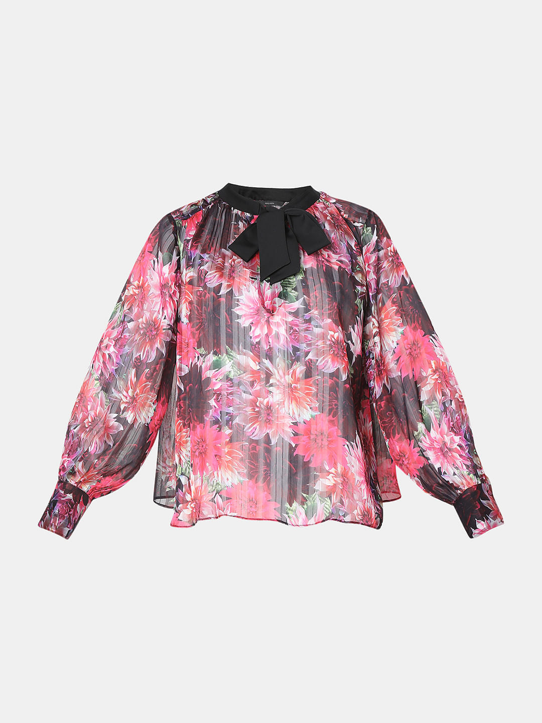 Pink Floral Pleated Top