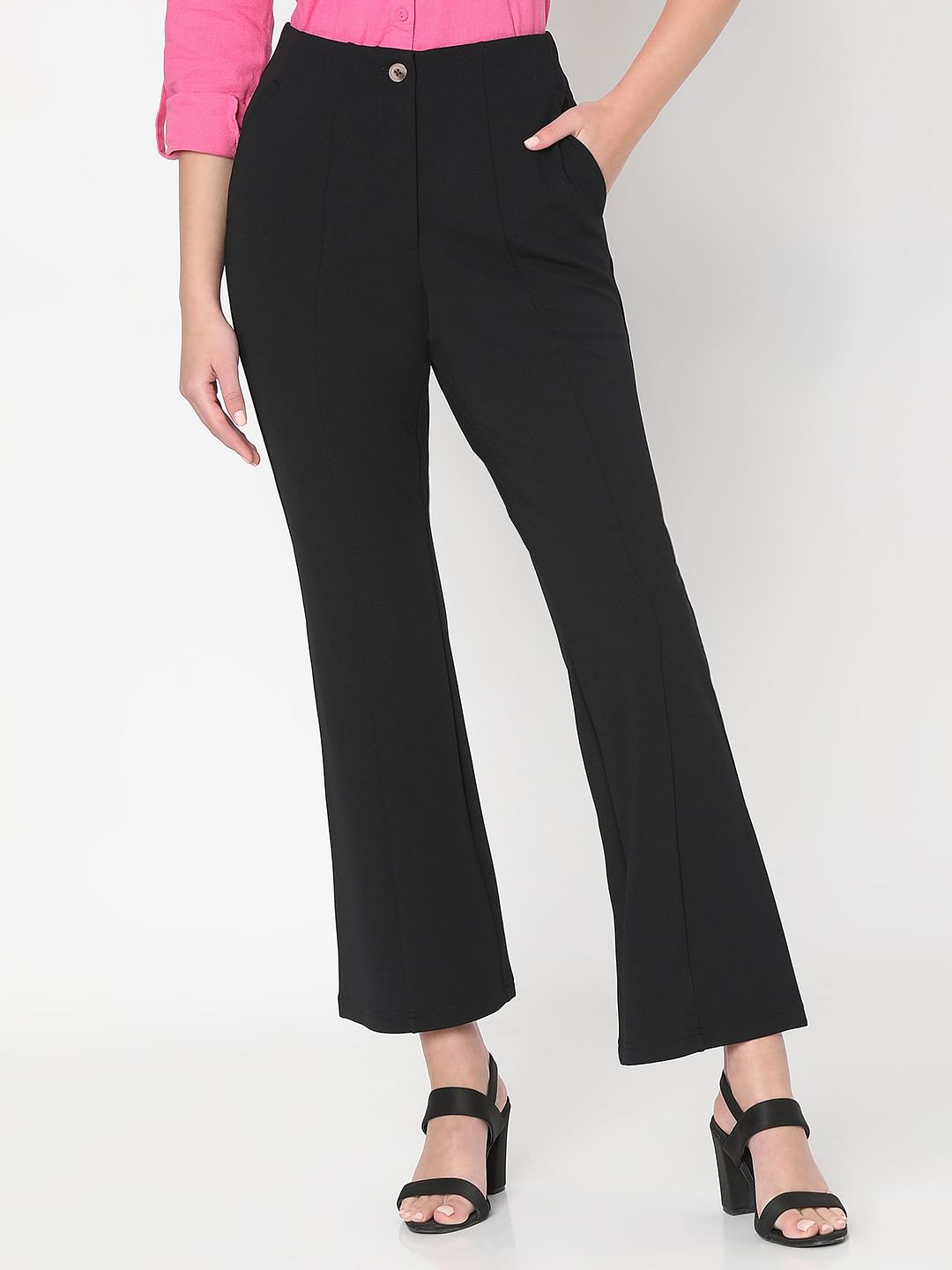 Black High Rise Flared Pants
