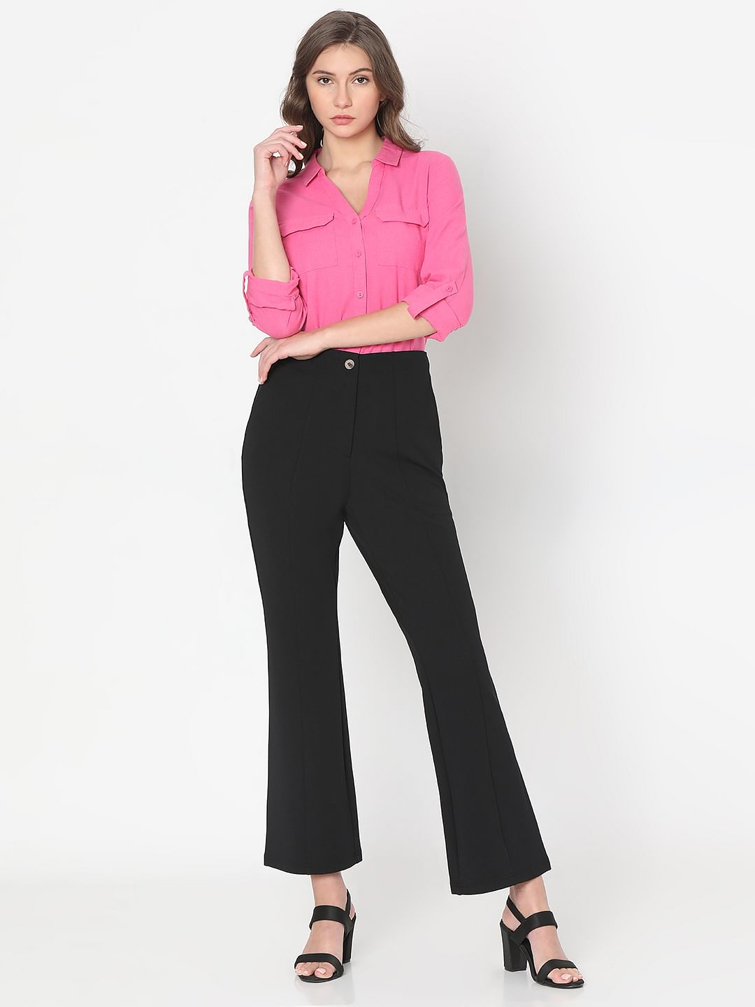 Black High Rise Flared Pants