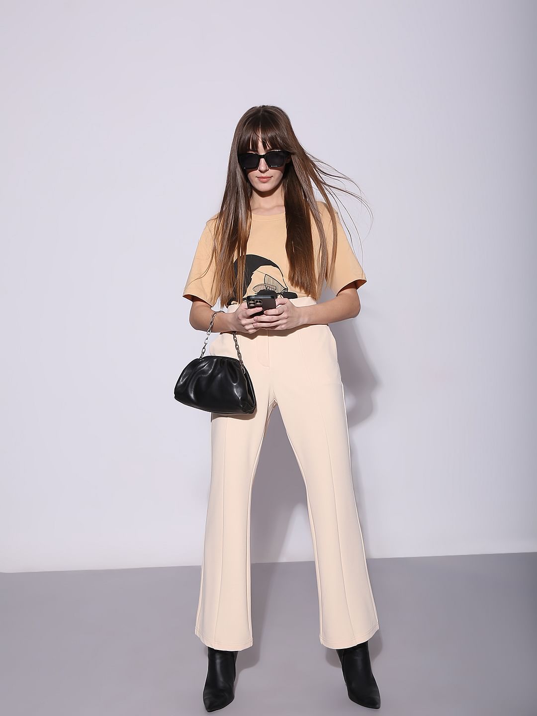 Beige Flared Pants