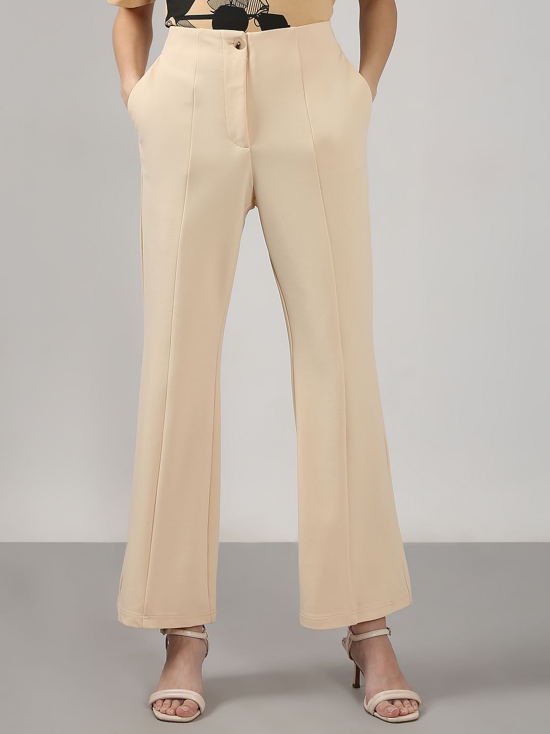 Beige Flared Pants