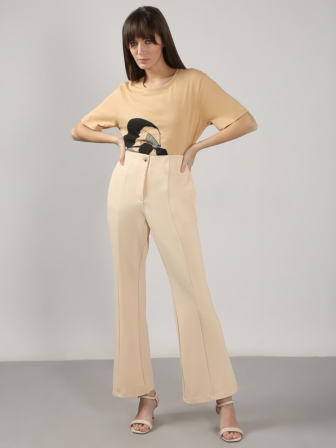 Beige Flared Pants