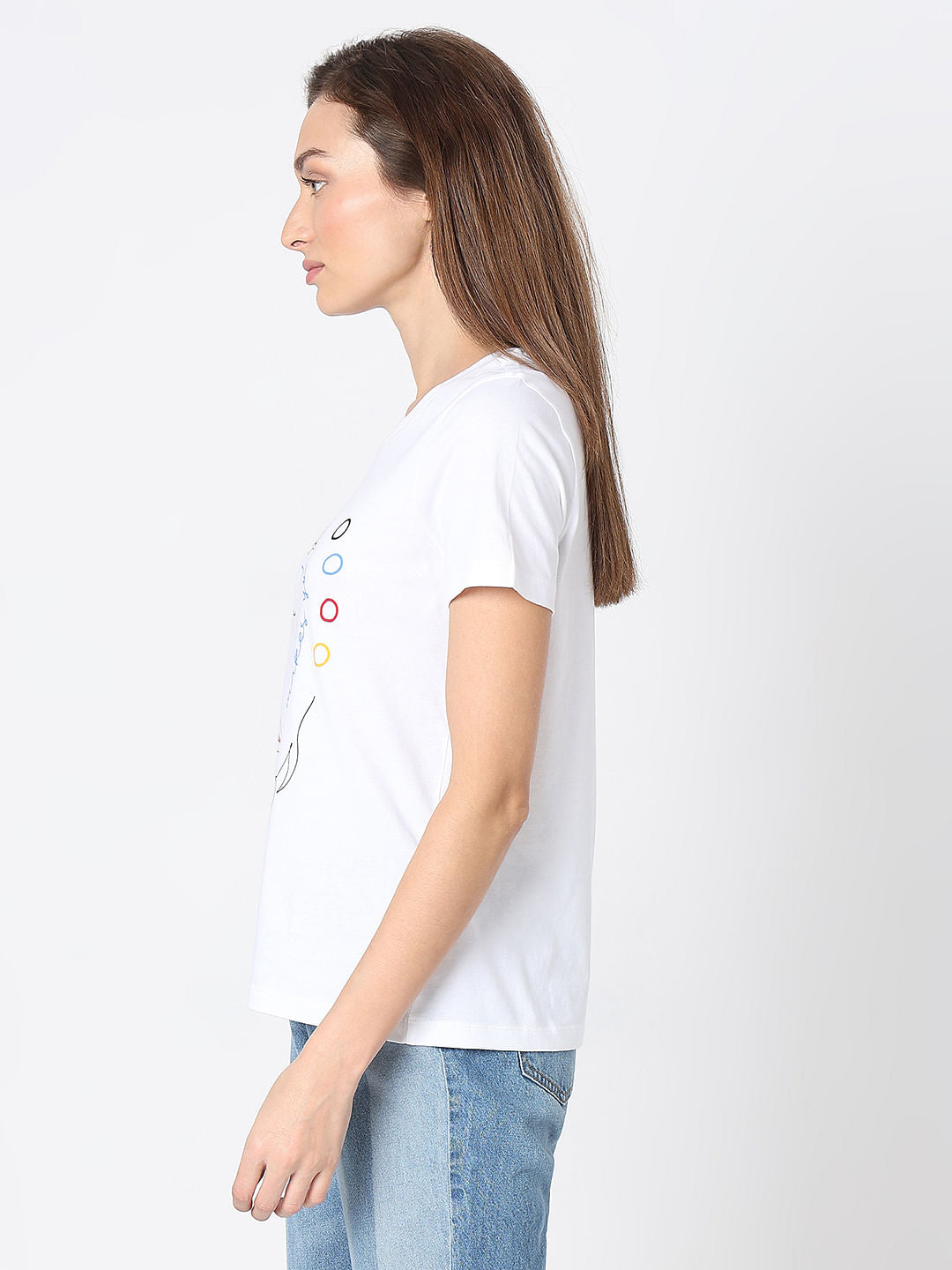 White Sketchface Cotton T-Shirt